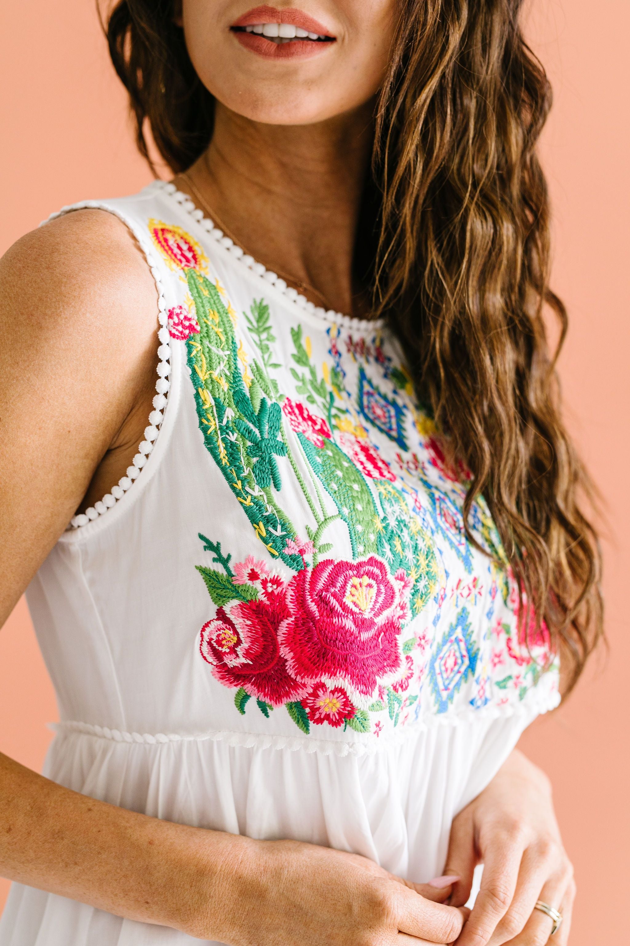 Bloom In The Desert Embroidered Top In Ivory