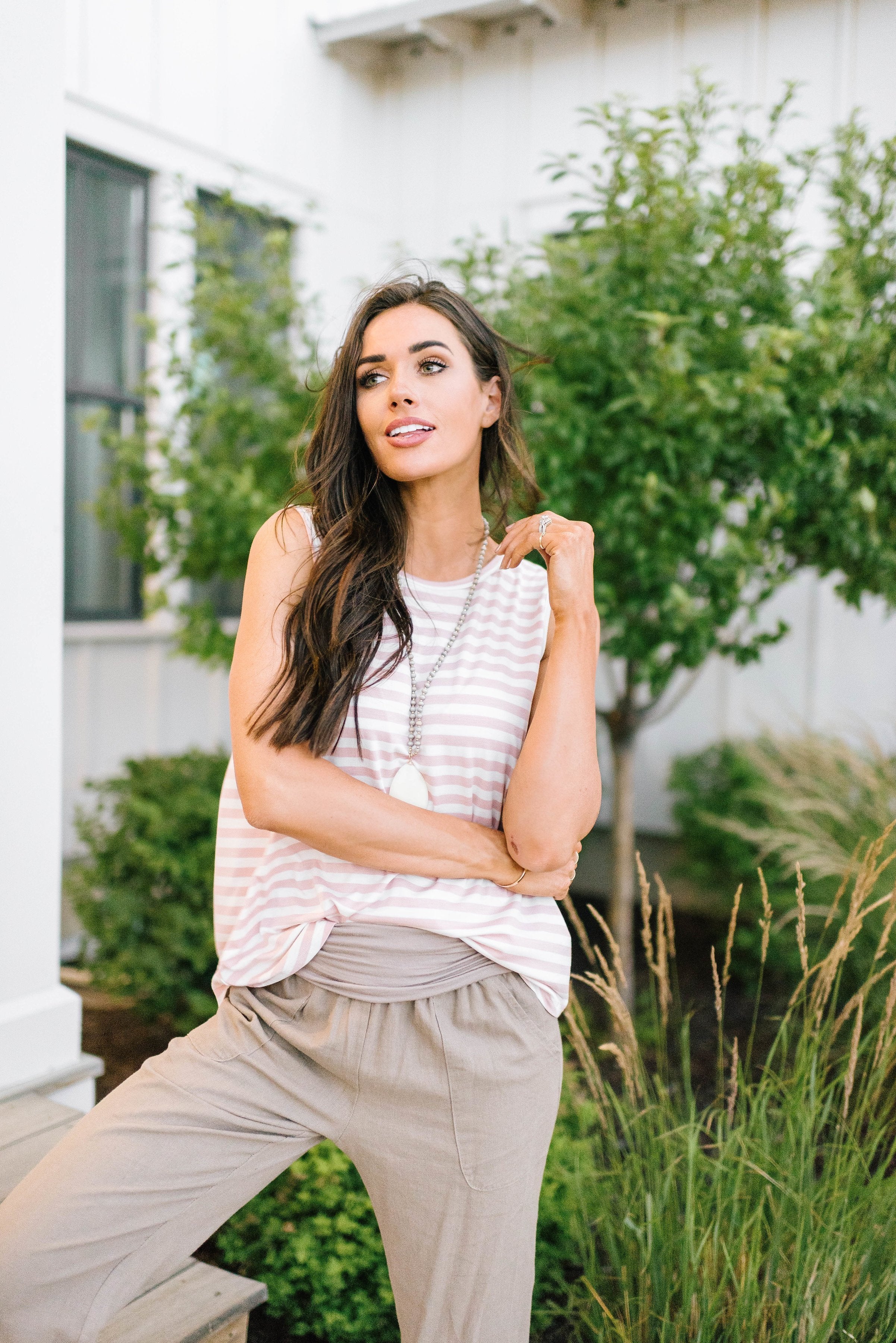 Blush + Ivory Striped Tank