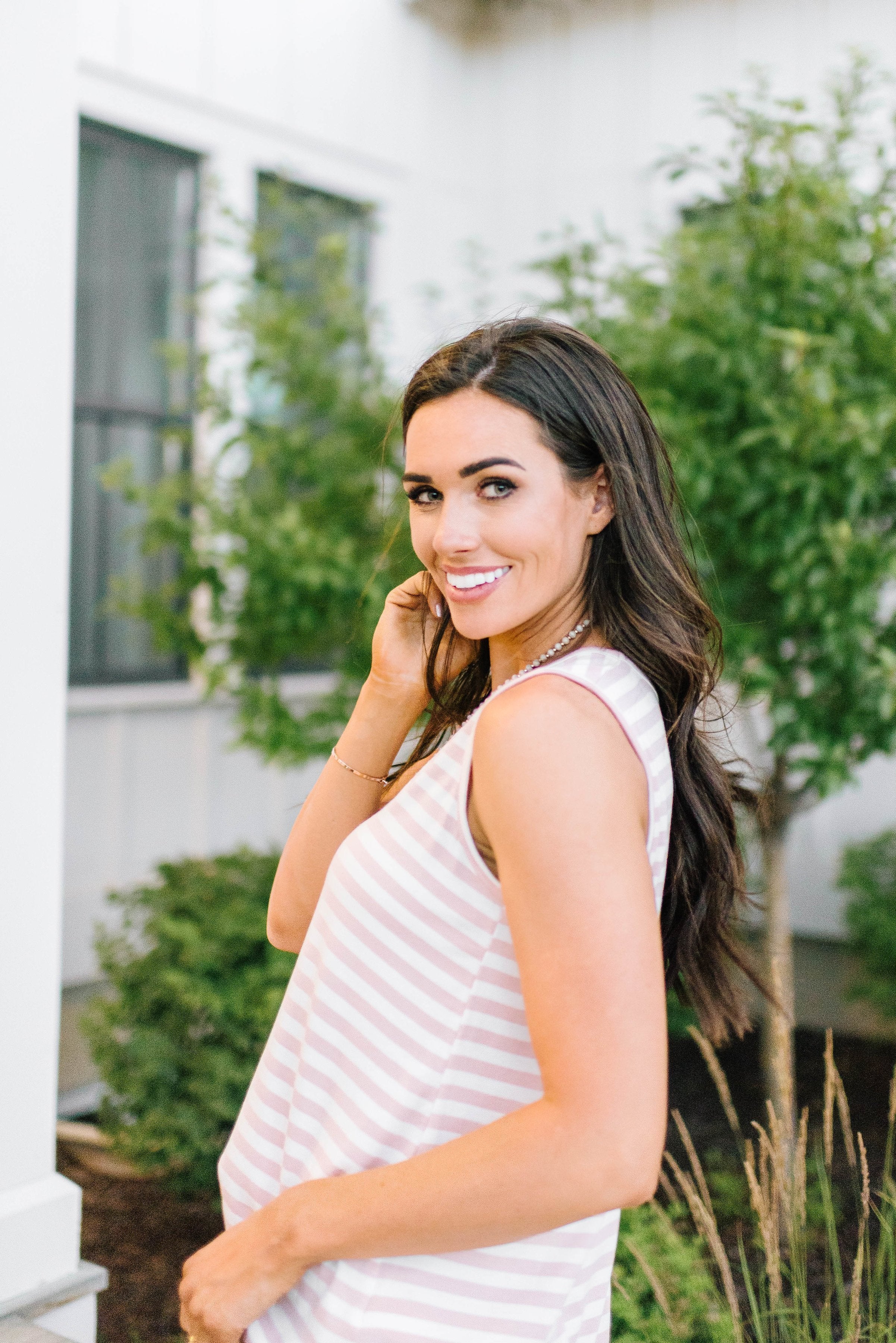 Blush + Ivory Striped Tank