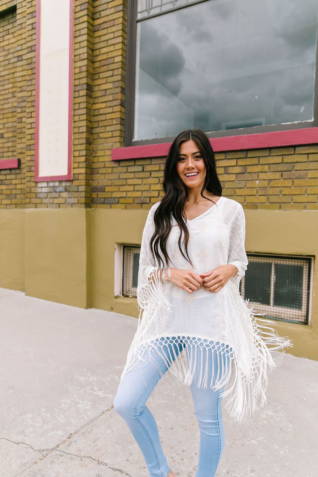 Boho Embroidered + Fringed Top