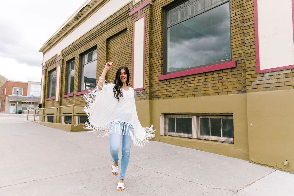 Boho Embroidered + Fringed Top