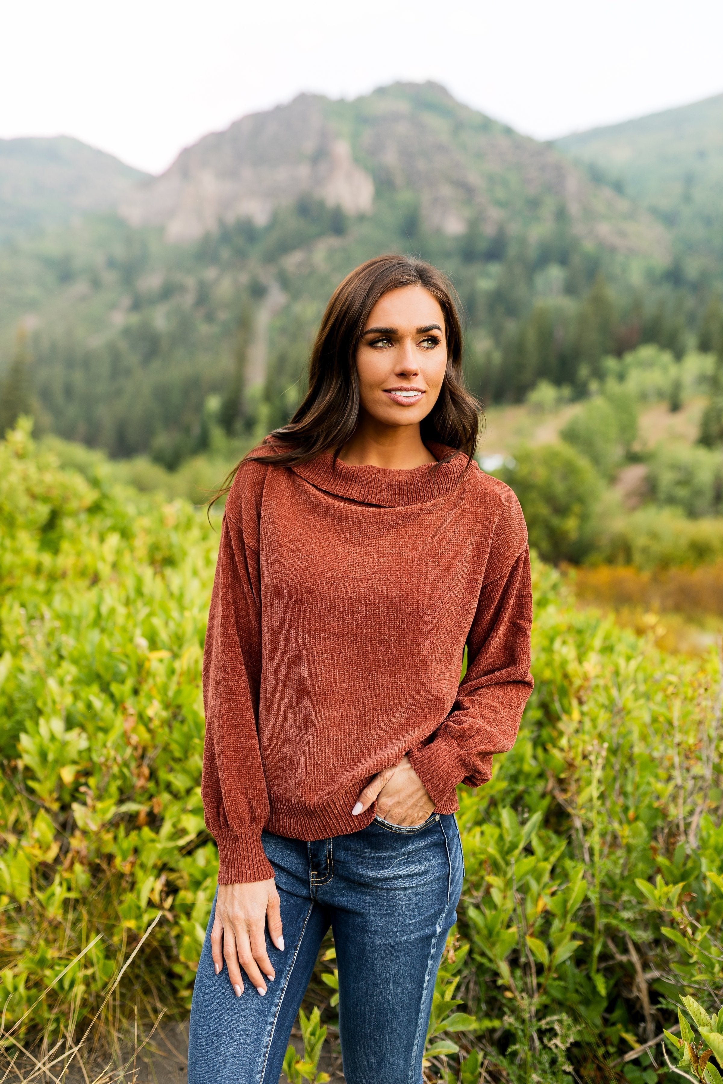 Bonfire Nights Sweater In Rust - ALL SALES FINAL