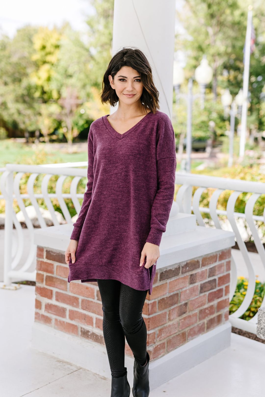 Brushed Melange V-Neck Sweater