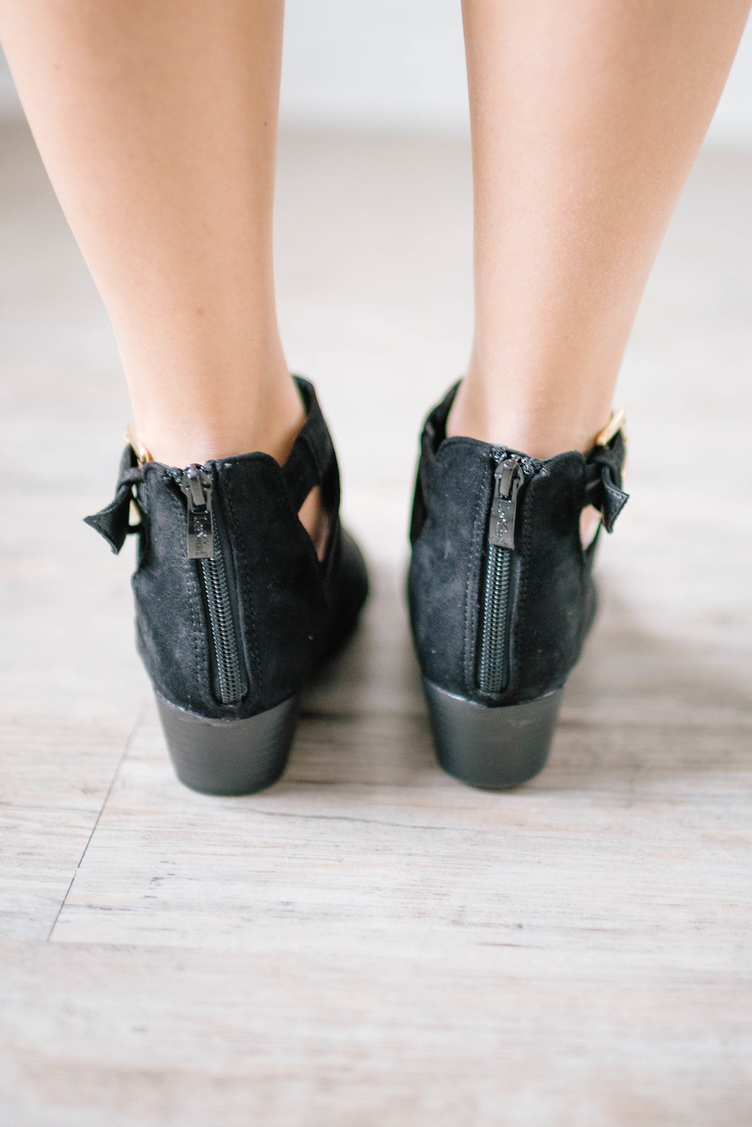 Buckle Booties in Black Suede