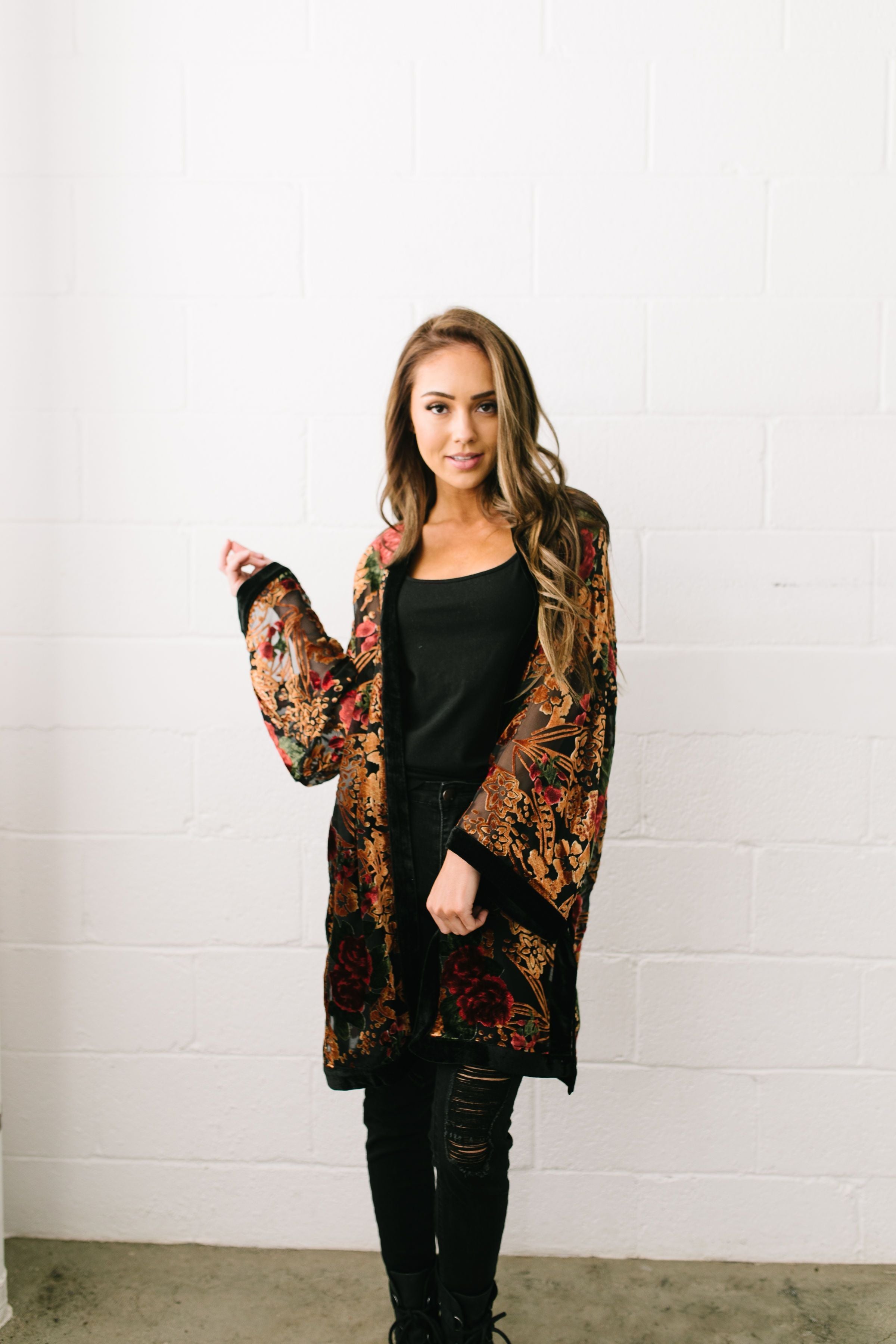 Burn Bright Velvet Kimono