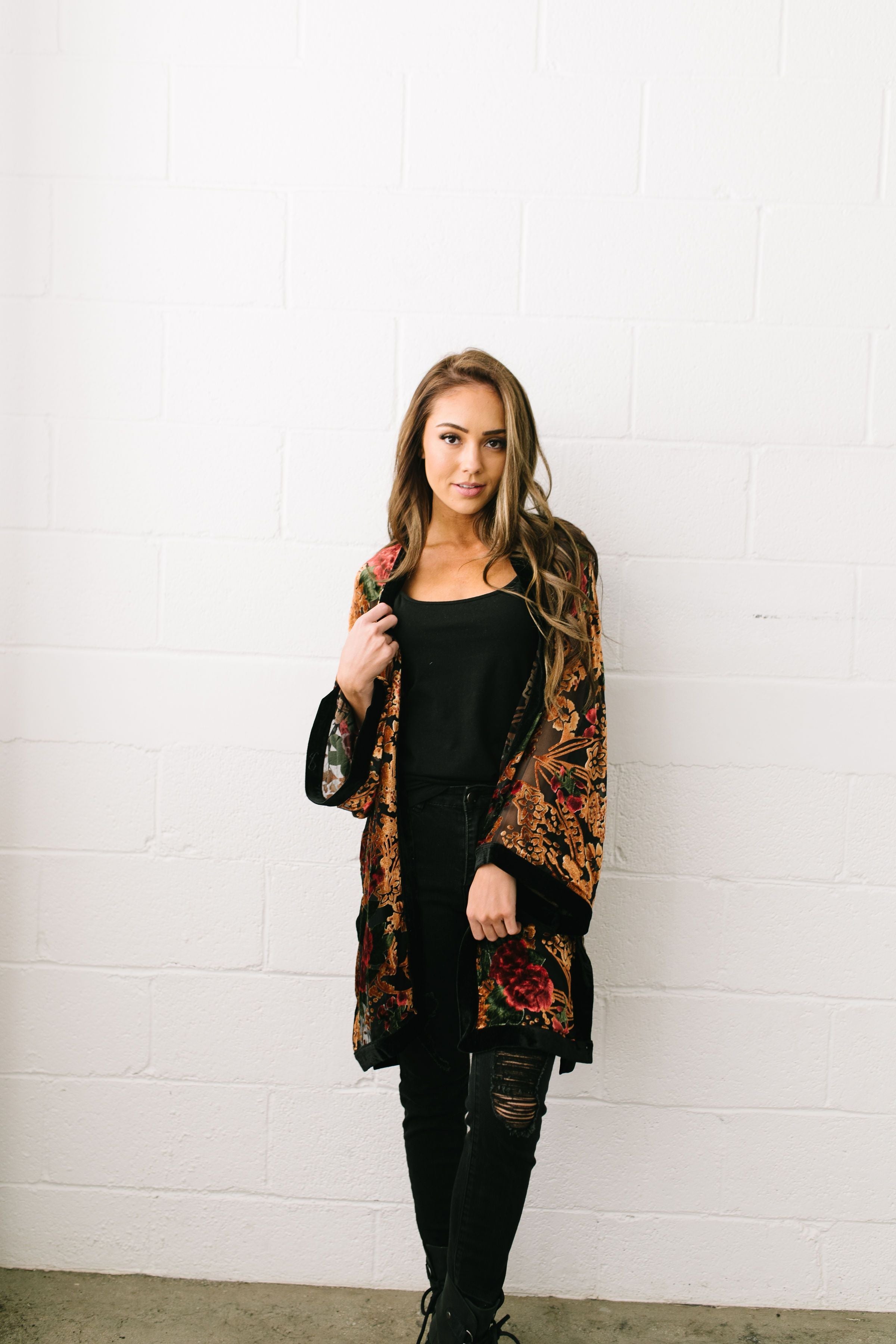 Burn Bright Velvet Kimono