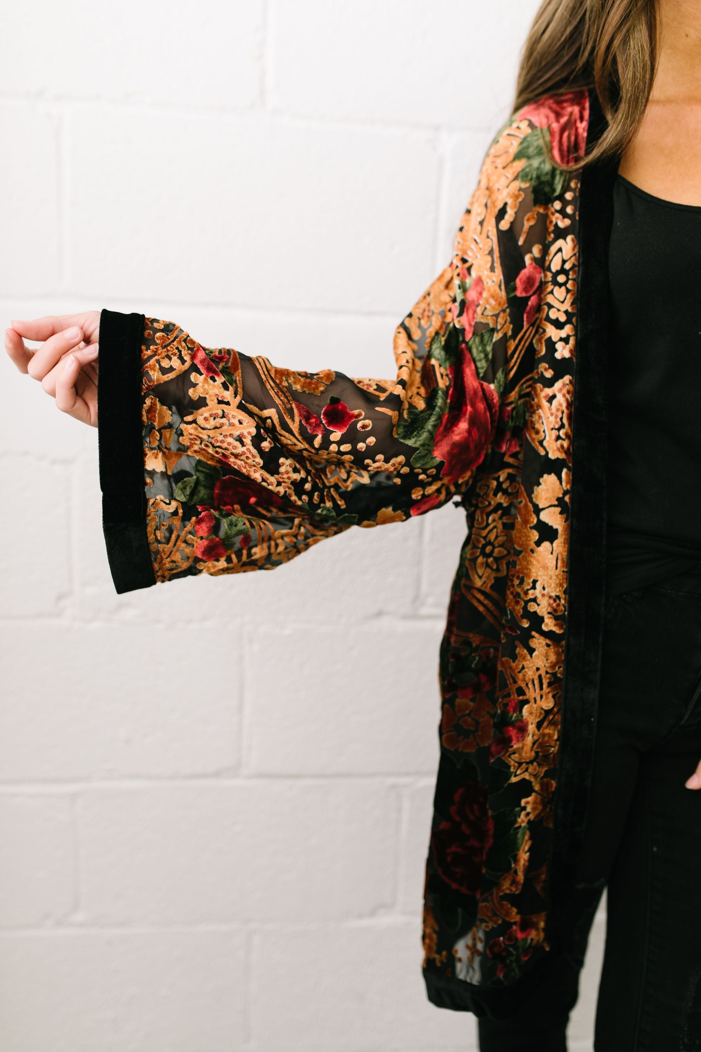 Burn Bright Velvet Kimono