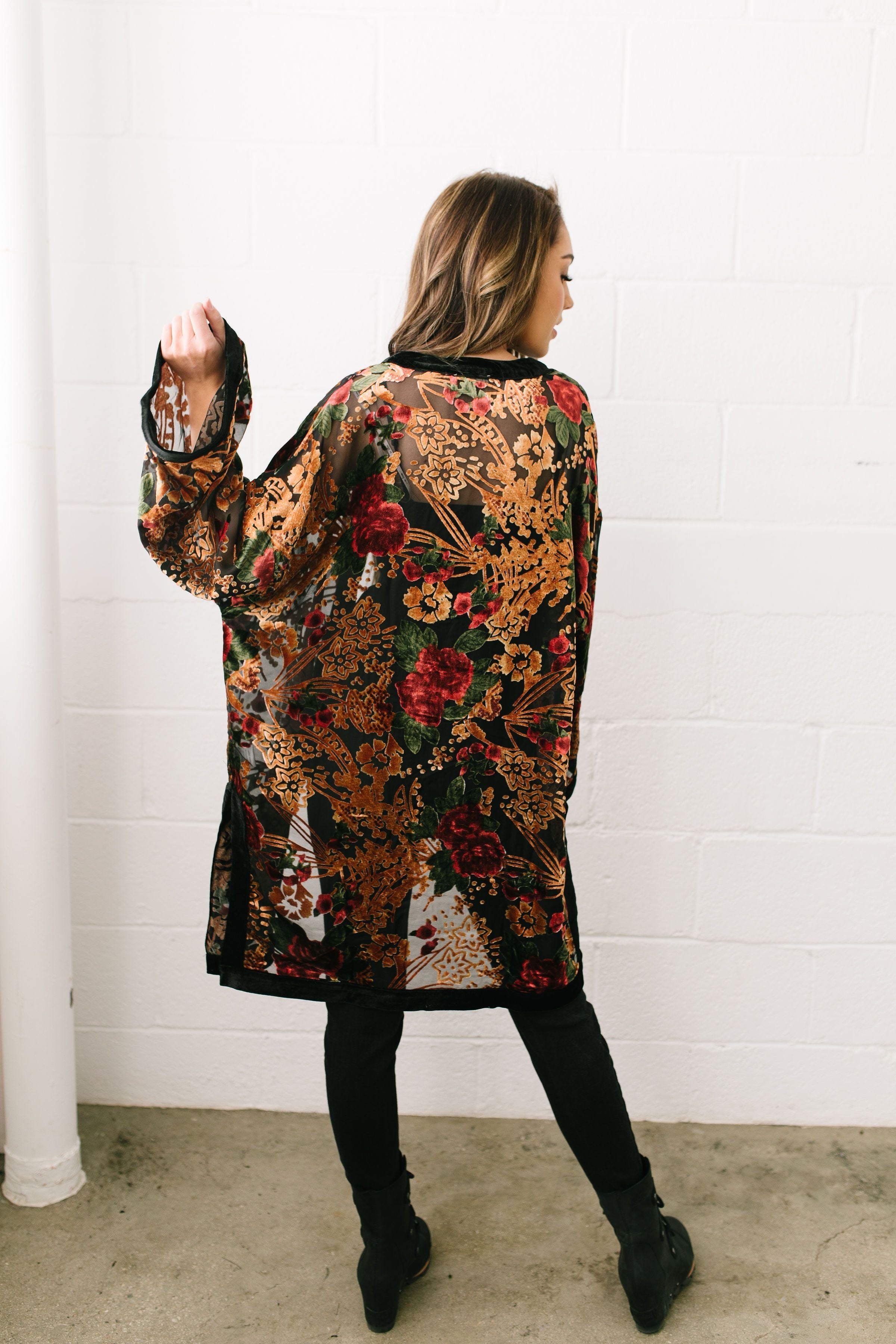 Burn Bright Velvet Kimono