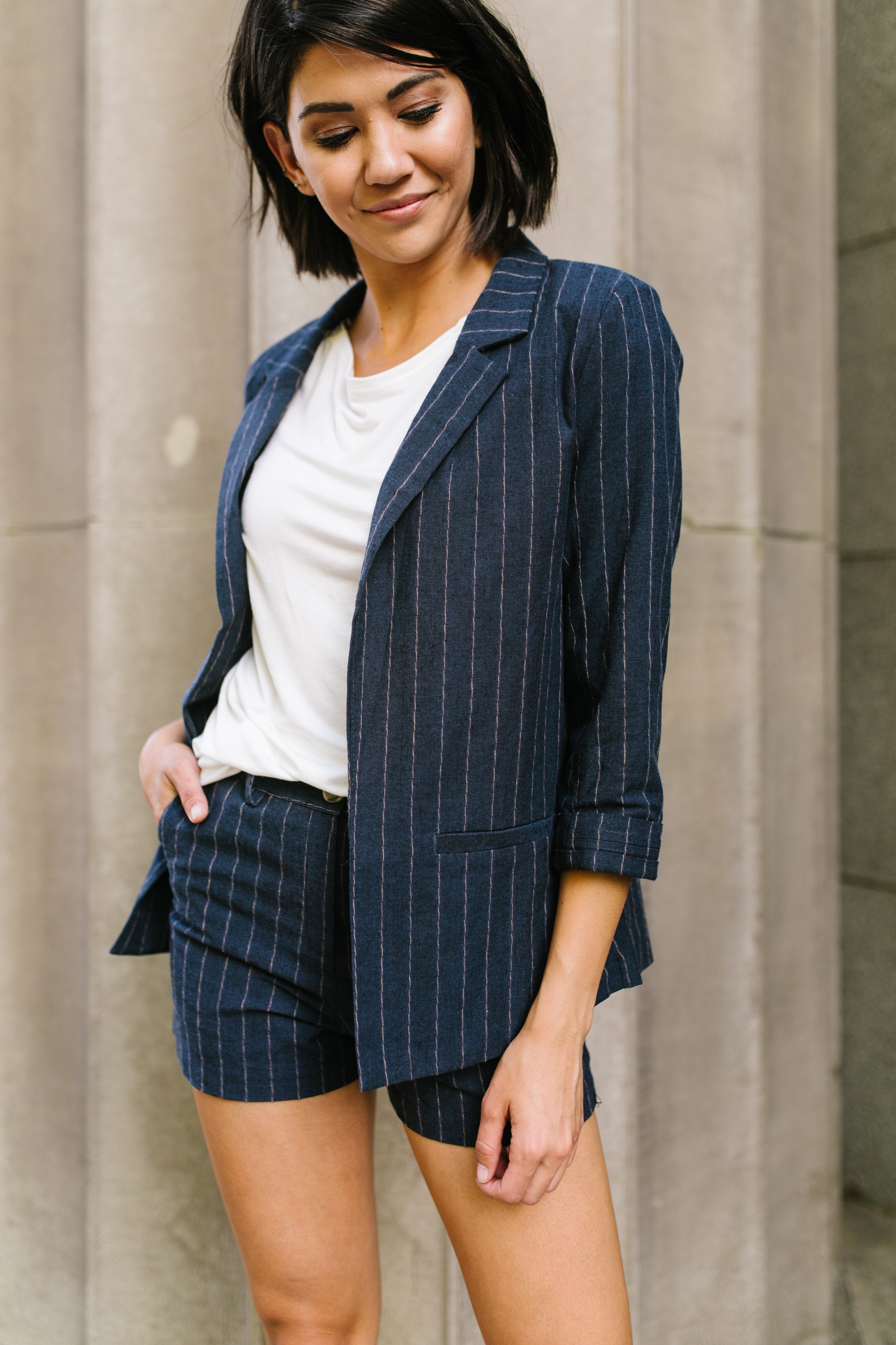 Business Casual Pinstriped Shorts