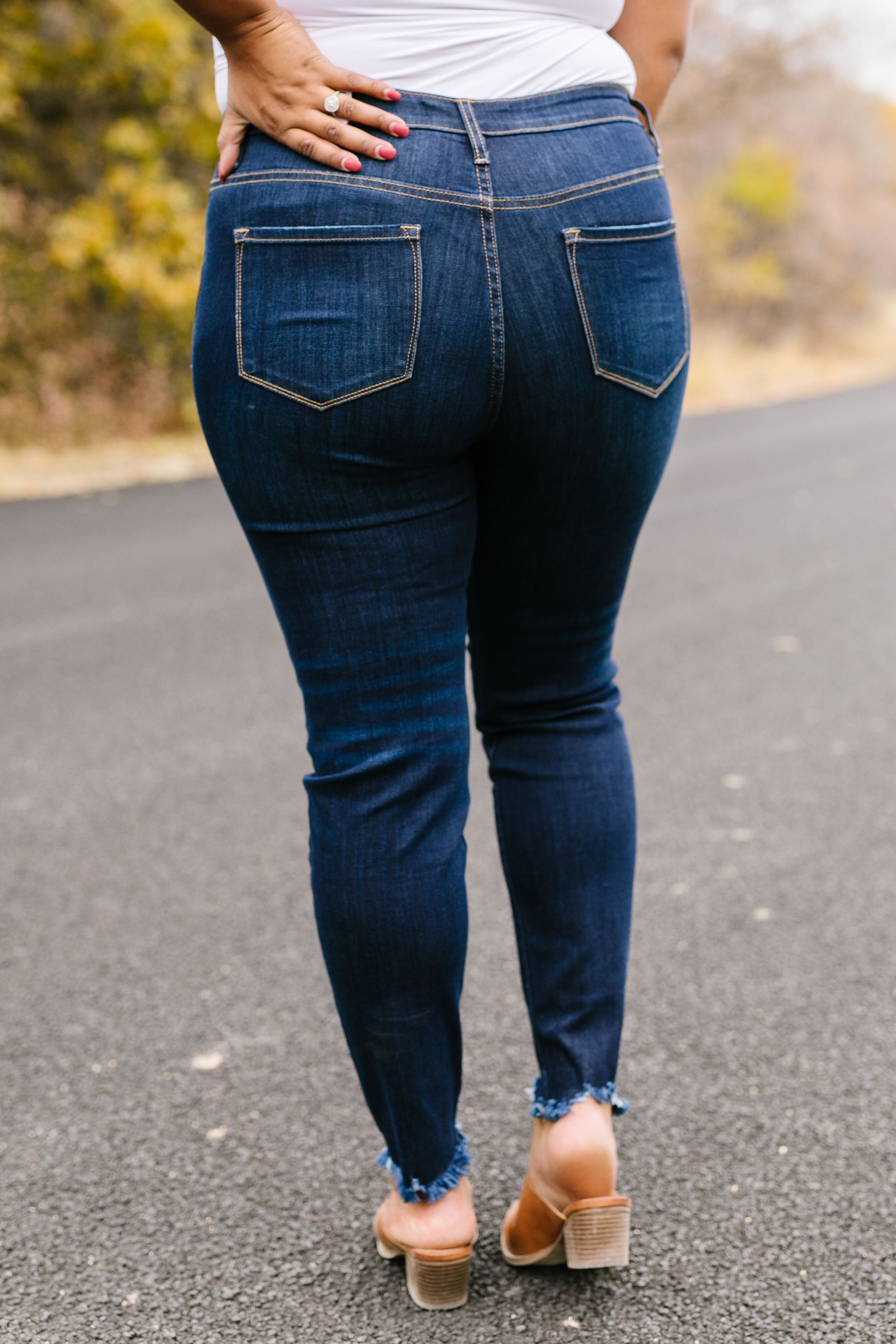 Buttons + Fringe High Rise Jeans