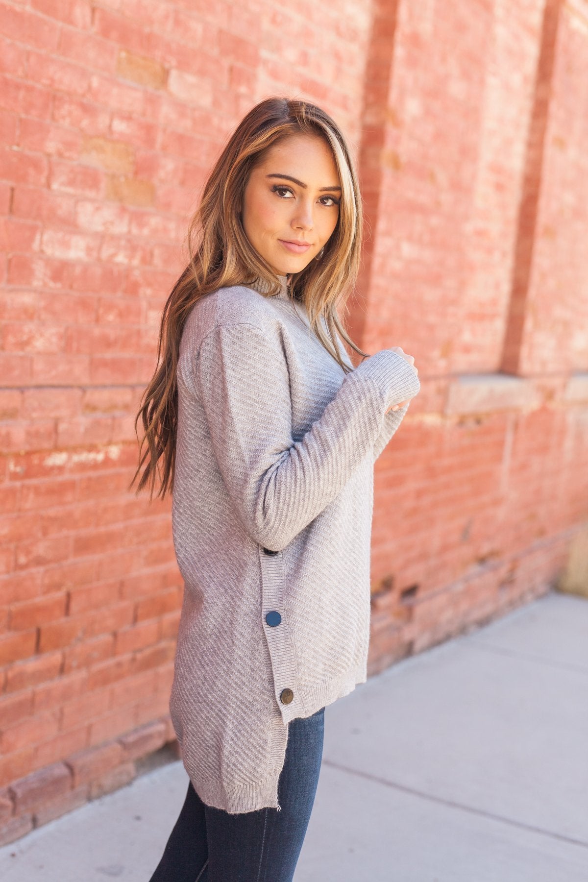 Buttons Down The Sides Sweater