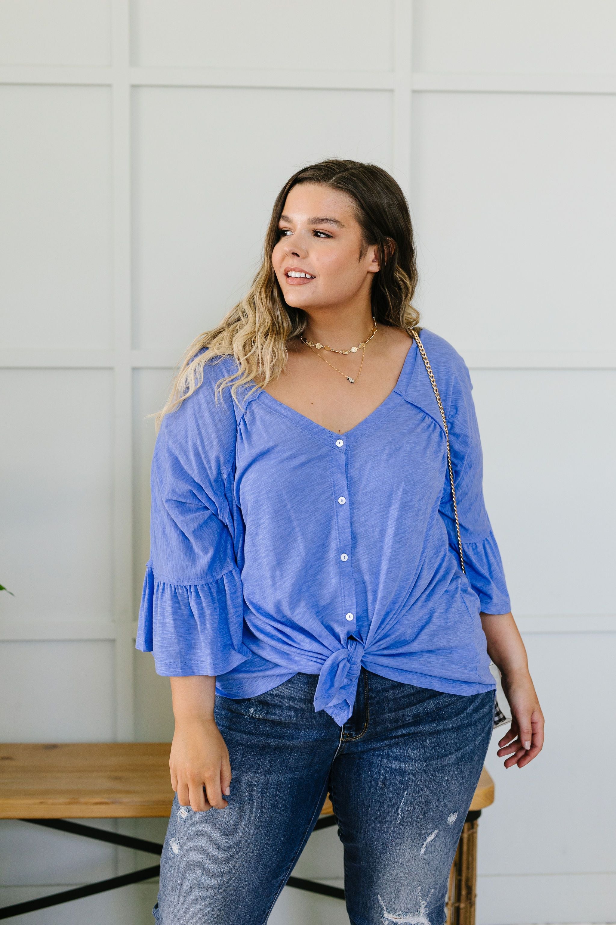 Buttons & Ruffles Top