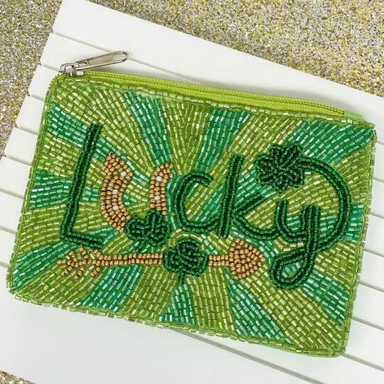 Lucky Beaded Zip Pouch