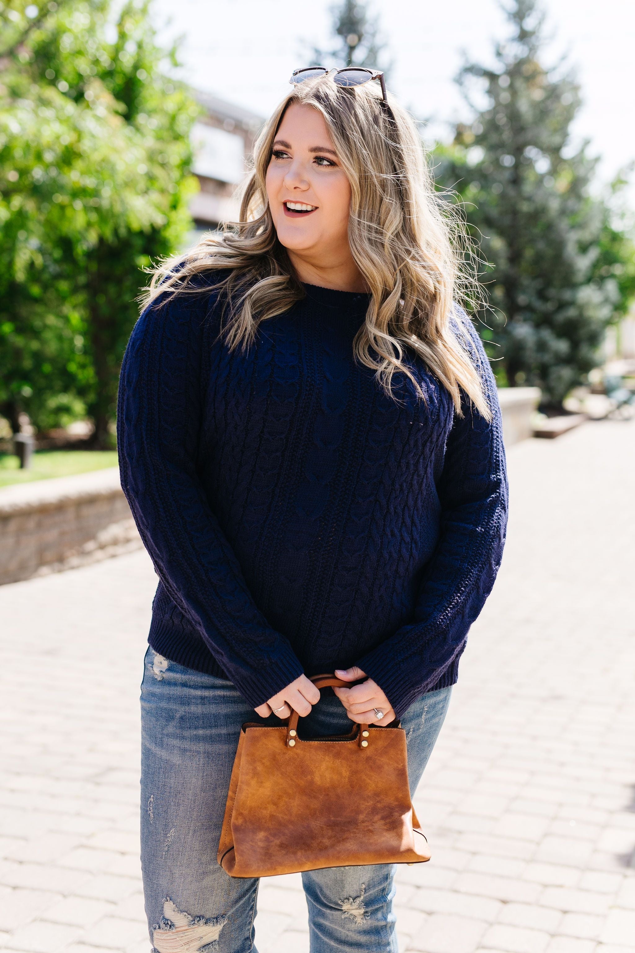 Cable Knit Navy Sweater