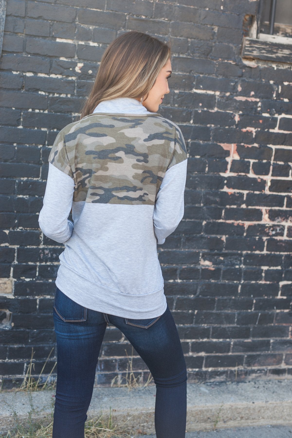 Camille Camo Half Zip Sweatshirt - ALL SALES FINAL