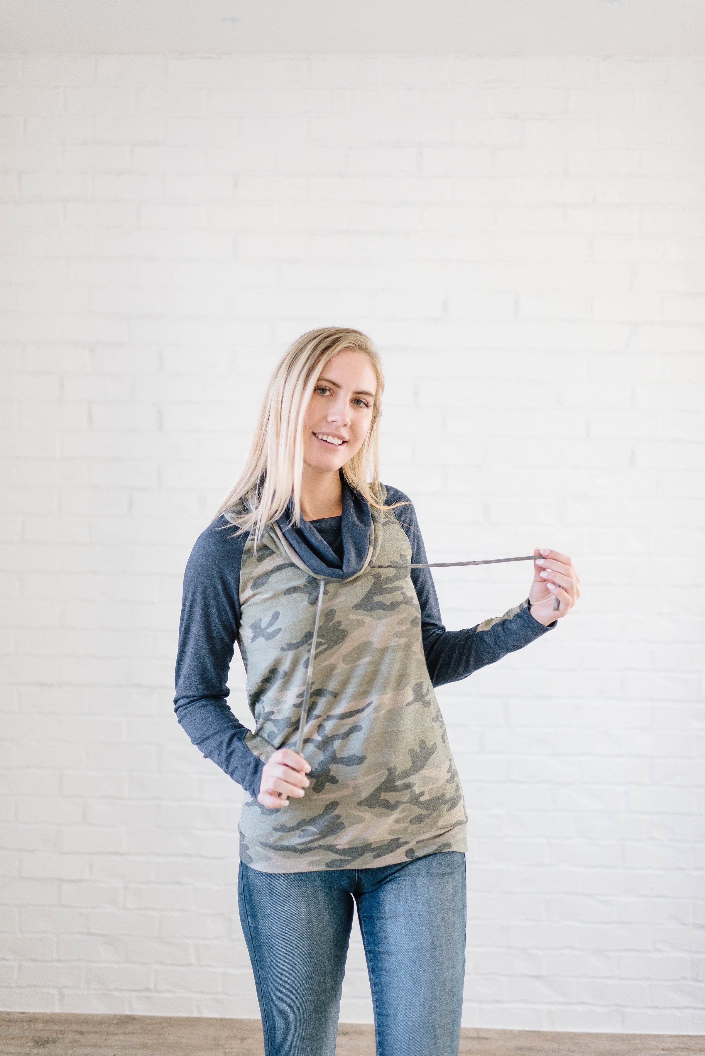 Camo Cowl Neck Sweatshirt