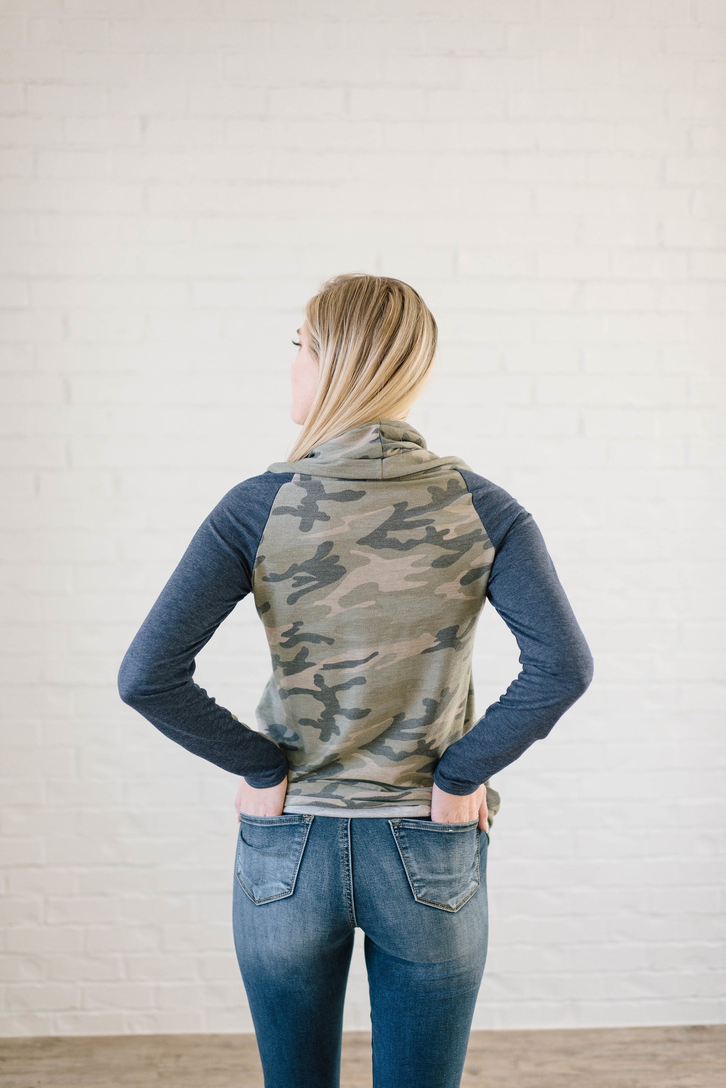 Camo Cowl Neck Sweatshirt