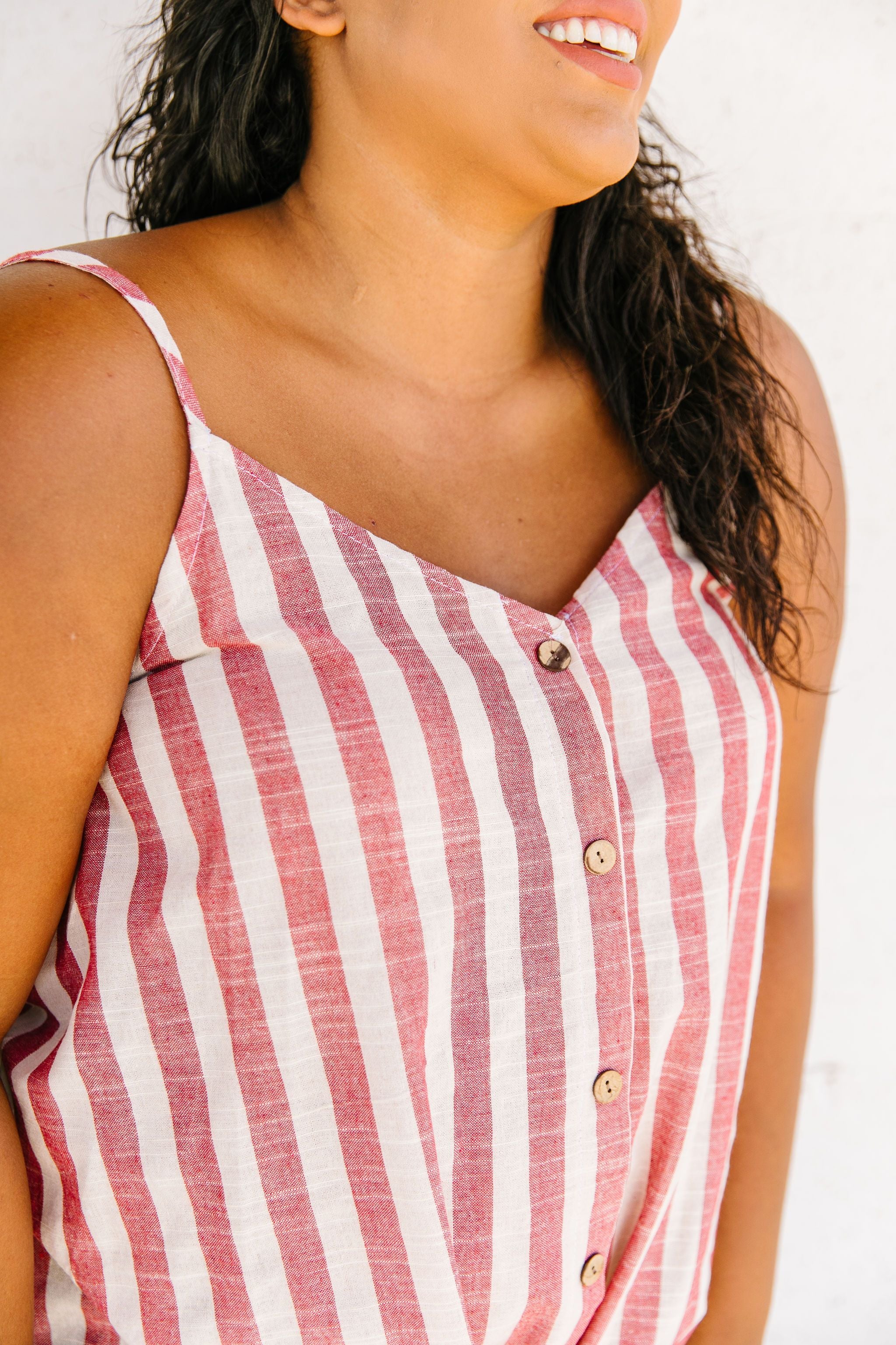 Candy Striped Tie Front Cami