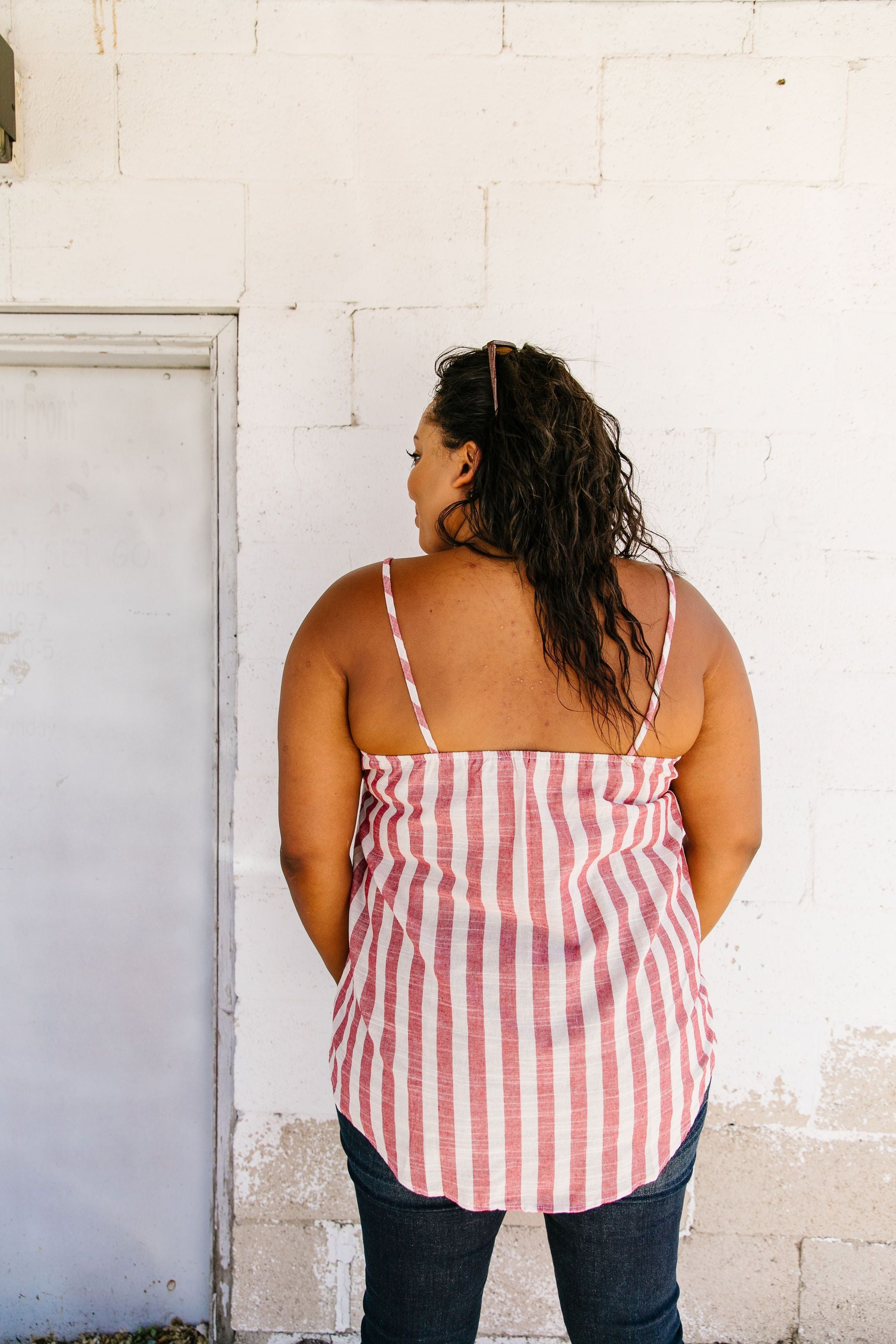 Candy Striped Tie Front Cami