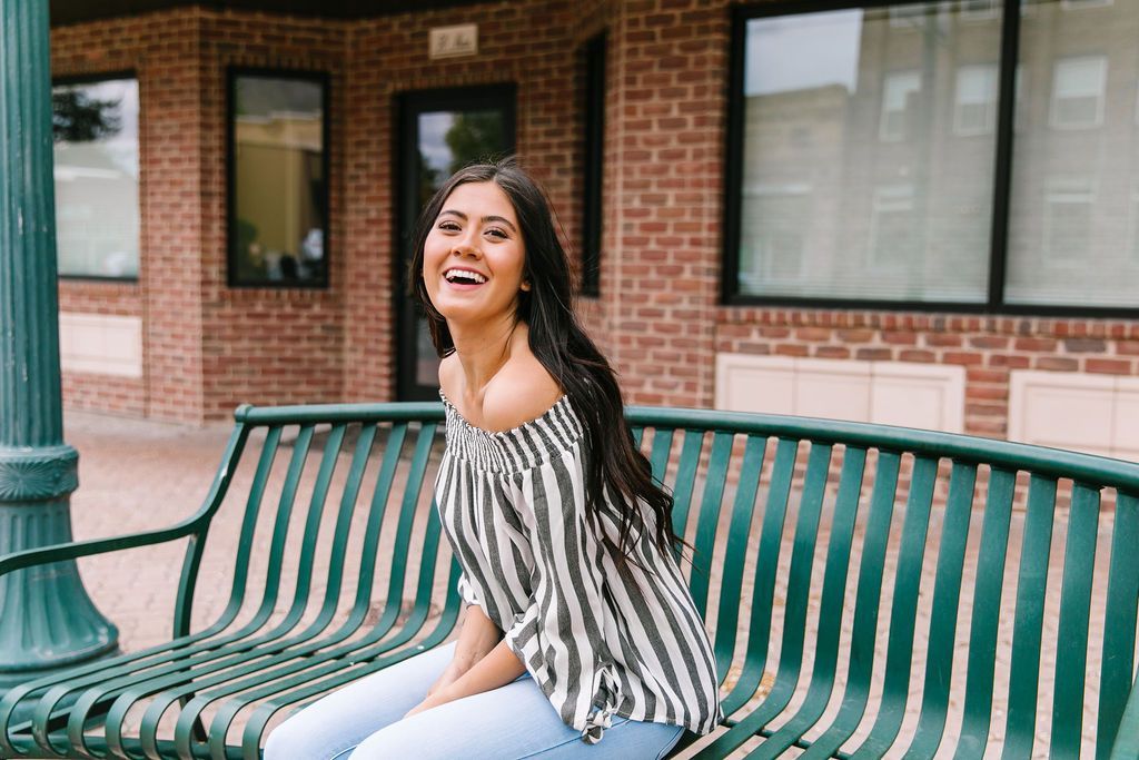 Carefree Striped Off The Shoulder Top