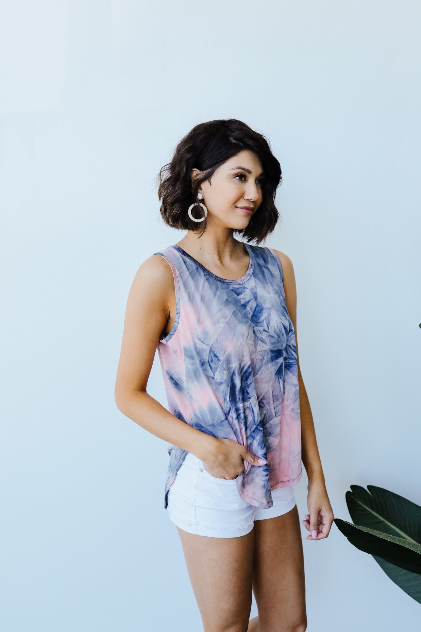 Caribbean Tie Dye Tank In Mauve