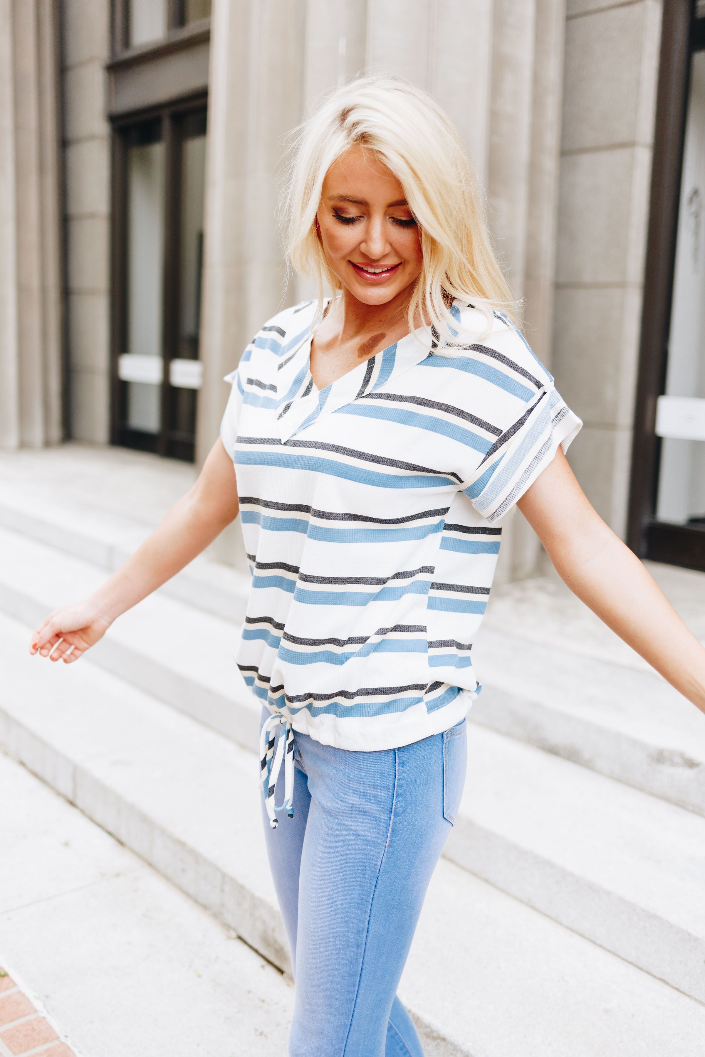 Cecily Striped V-Neck Top