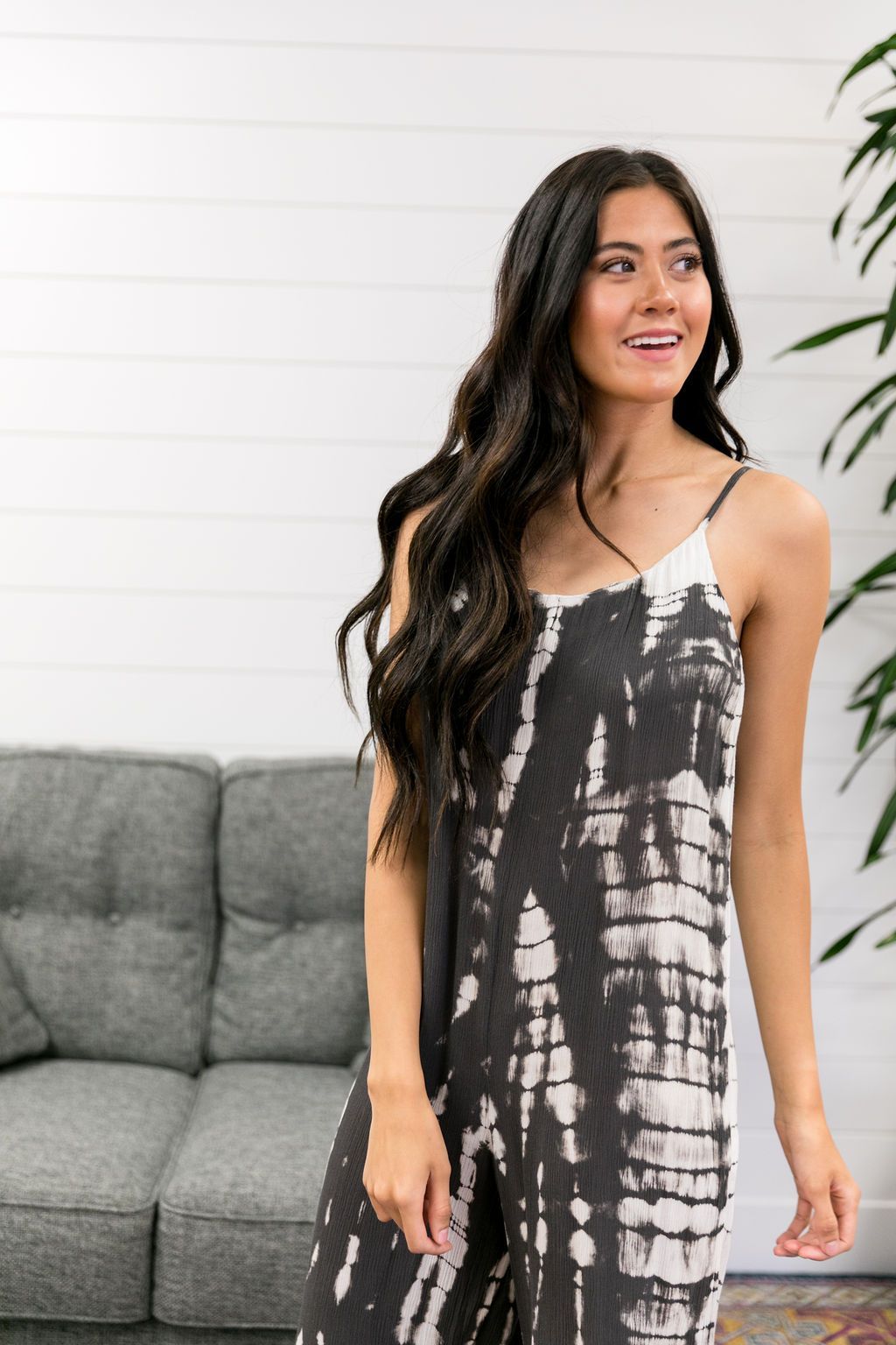 Charcoal Tie Dye Woven Jumpsuit