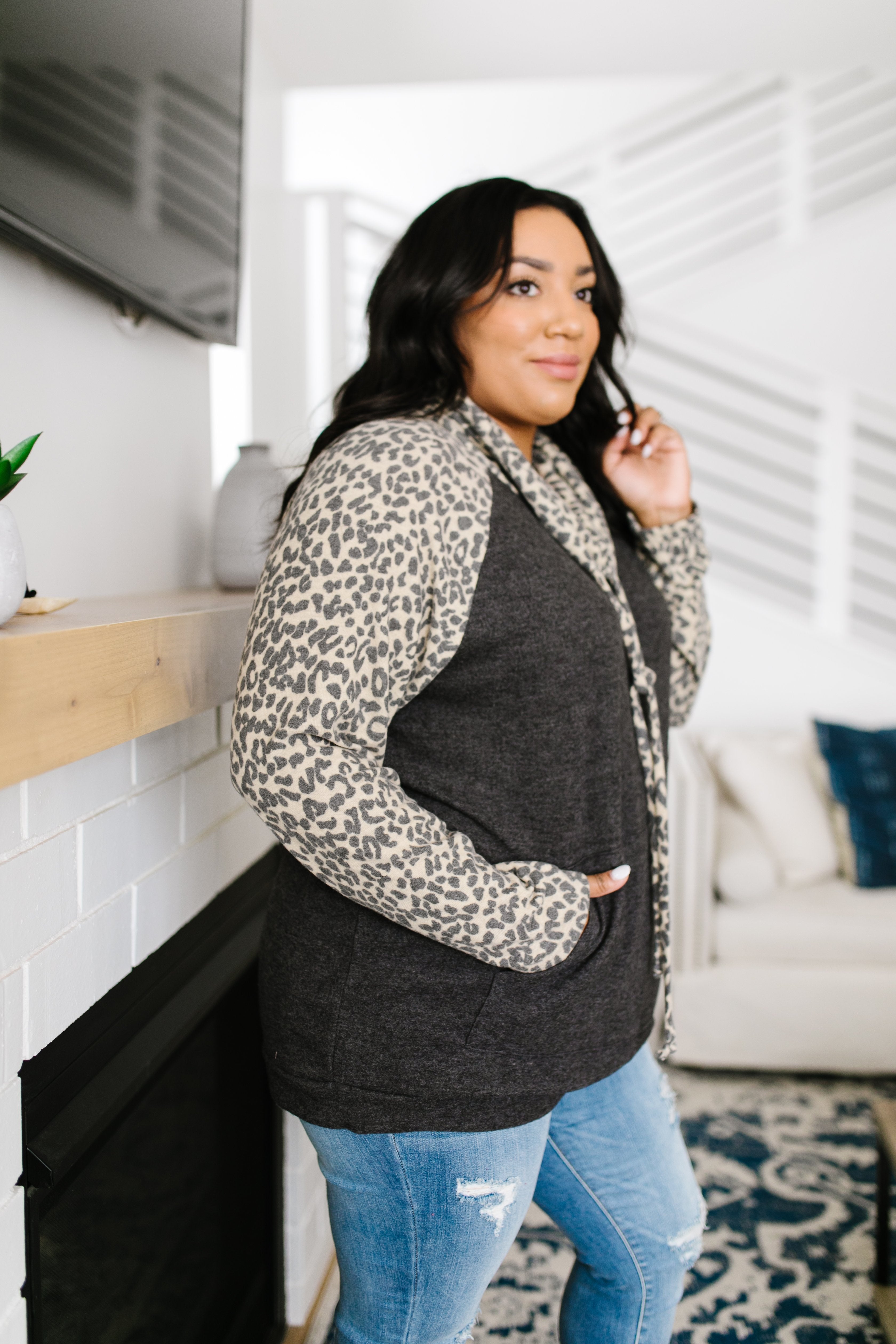 Cheetah Cowl Neck Pullover