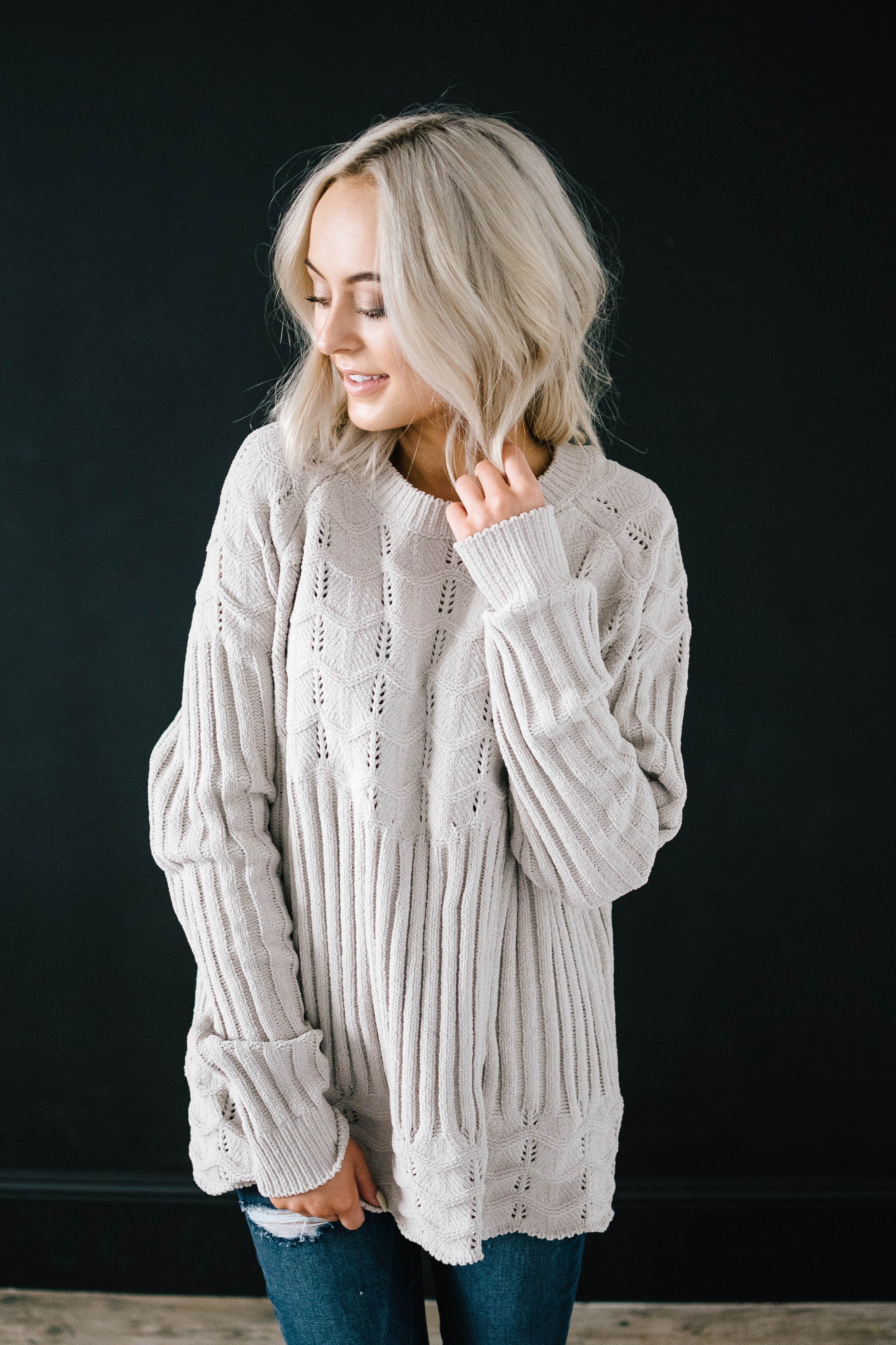 Chenille Sweater in Cream