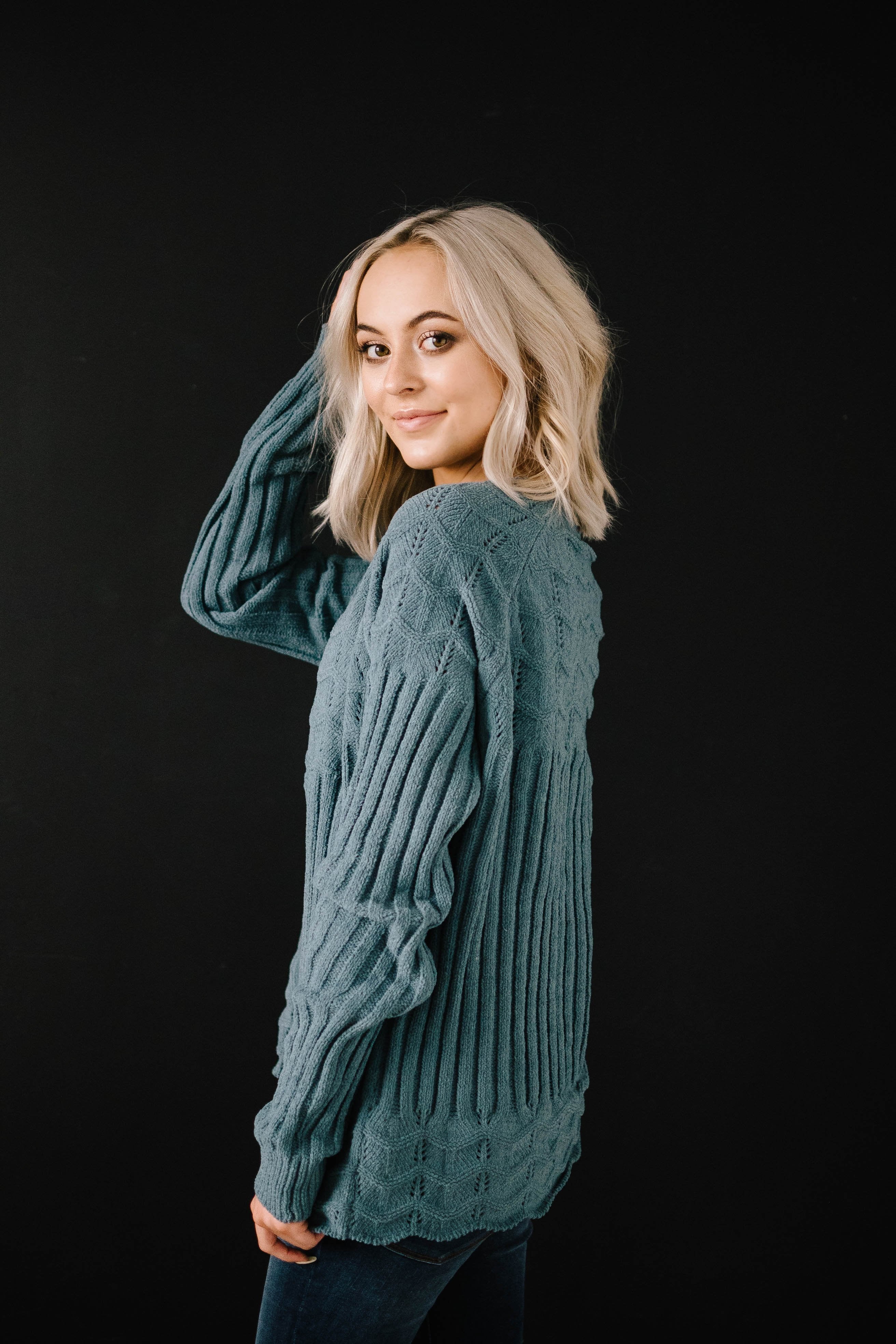 Chenille Sweater in Seafoam