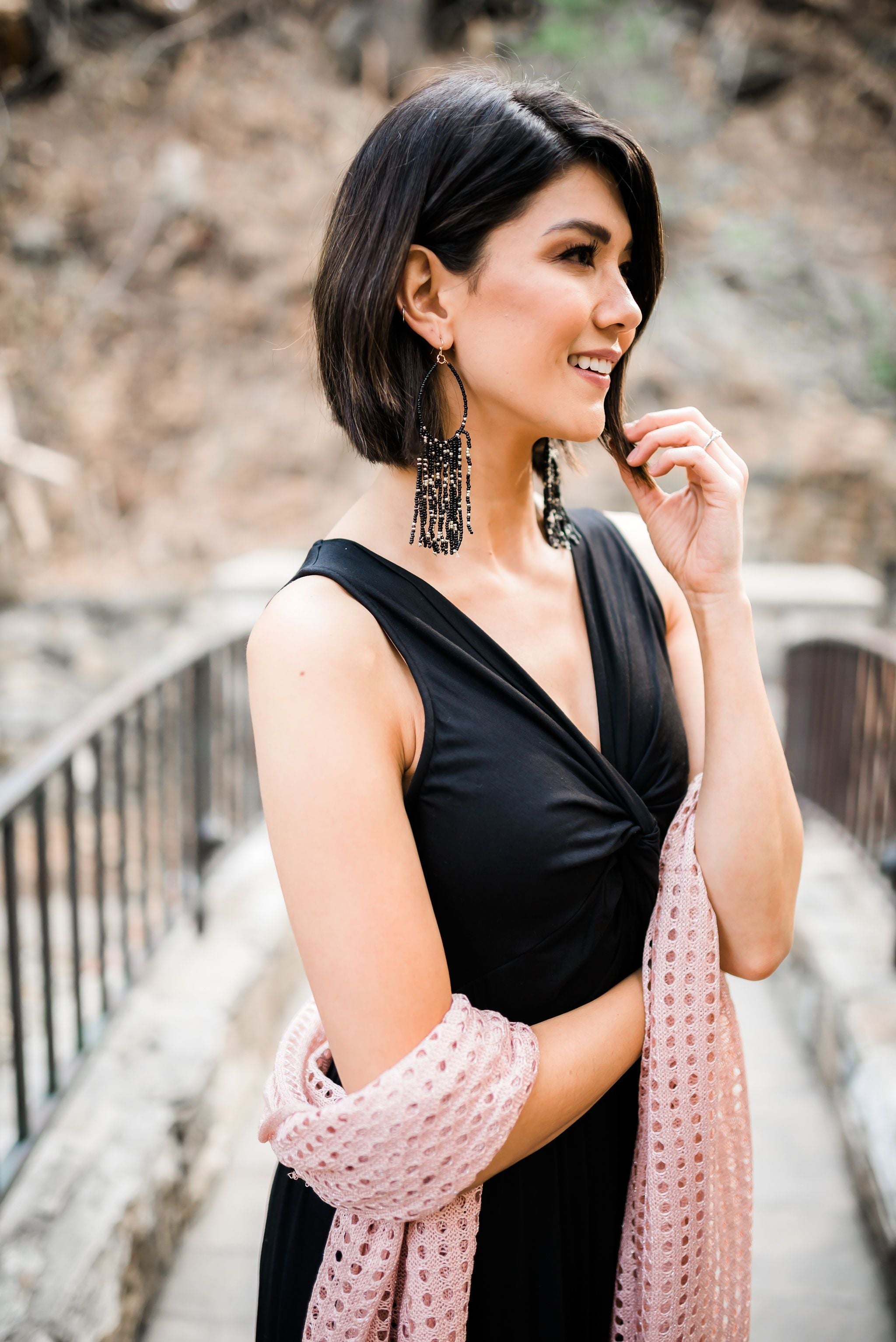 Confetti Beaded Earrings In Black