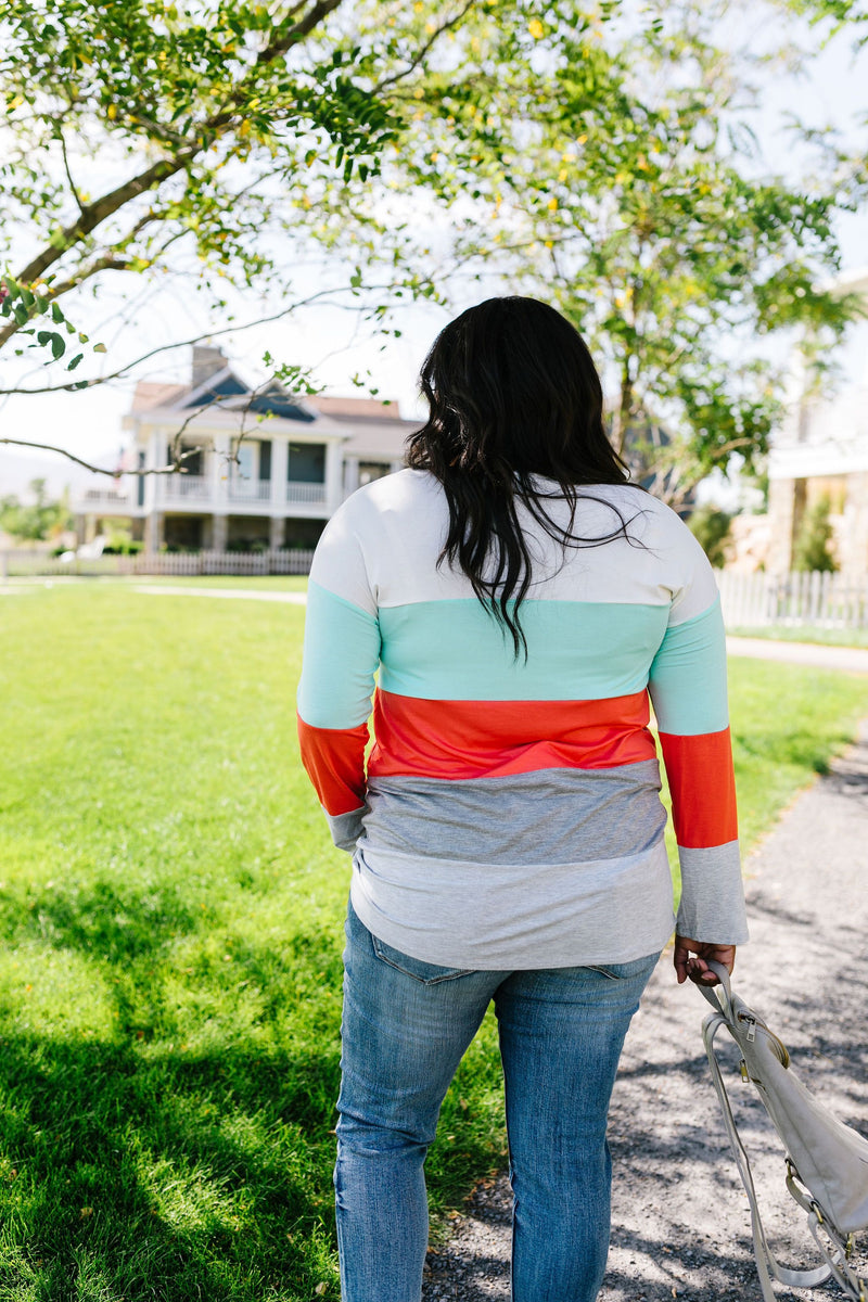 Coral + Mint Color Block Top