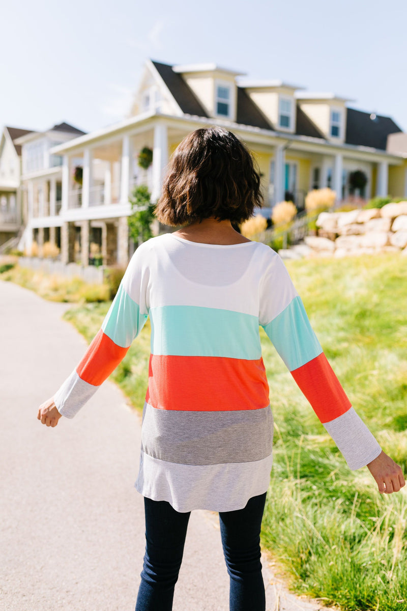 Coral + Mint Color Block Top