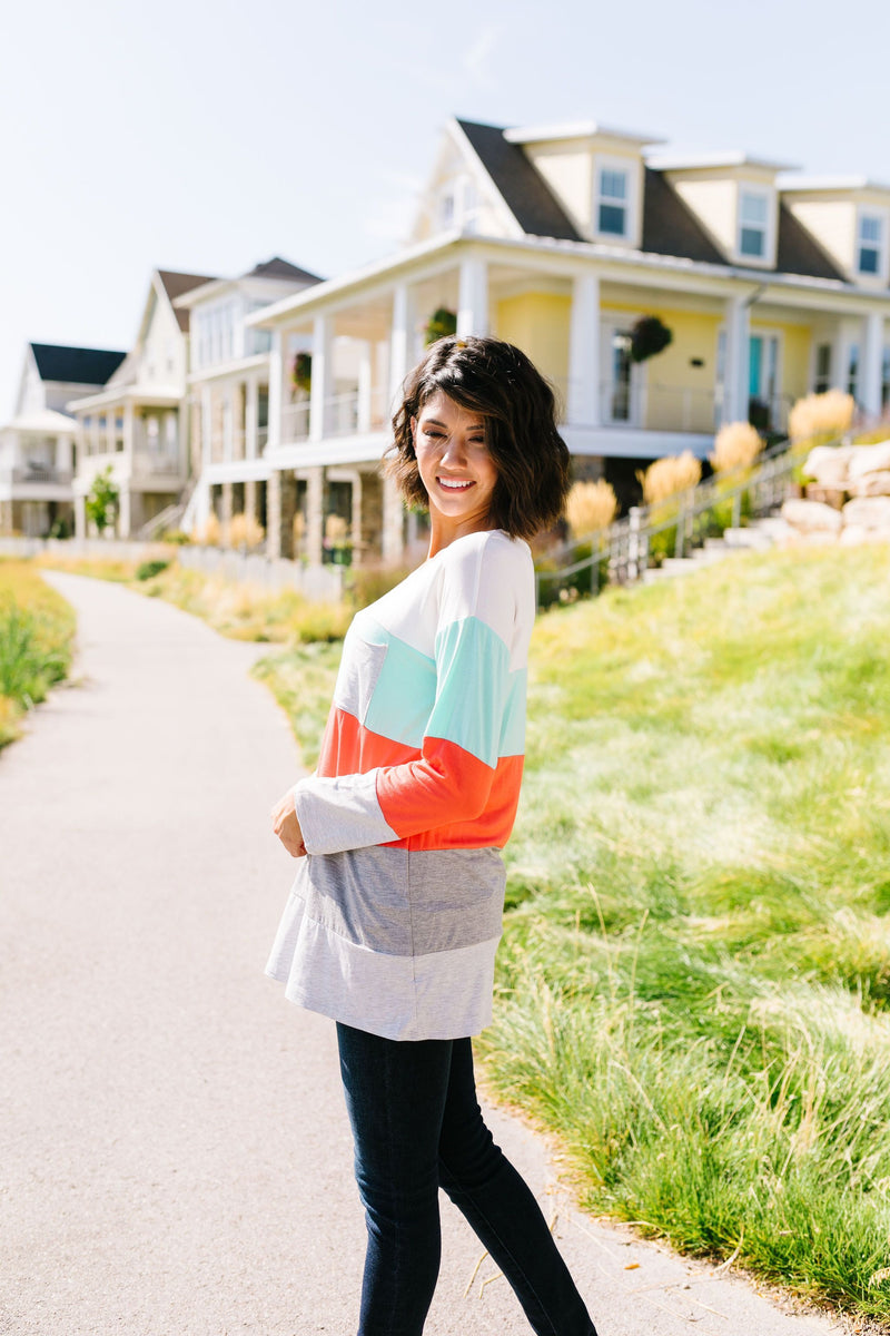 Coral + Mint Color Block Top