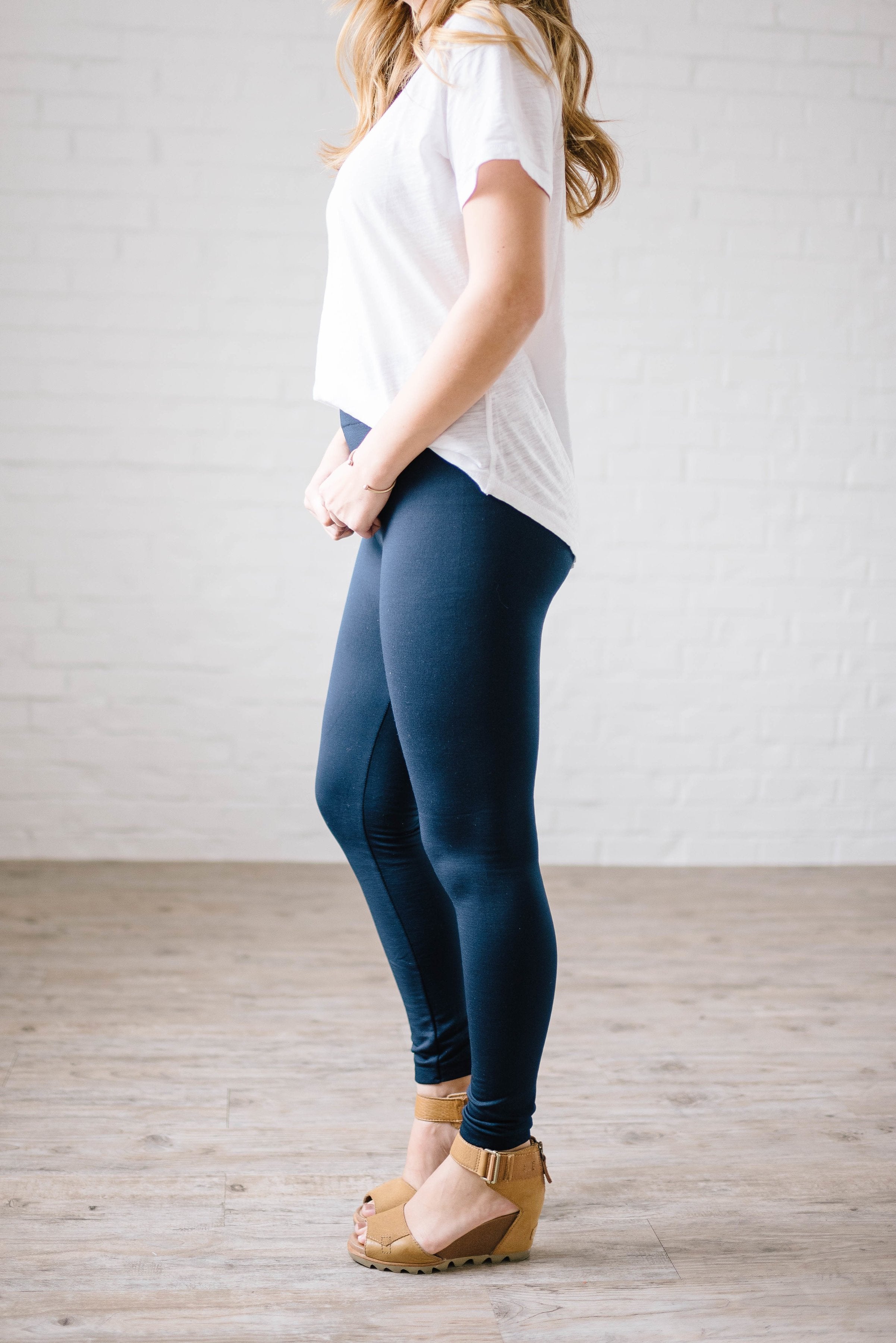 Cozy Fleece Lined Leggings in Navy