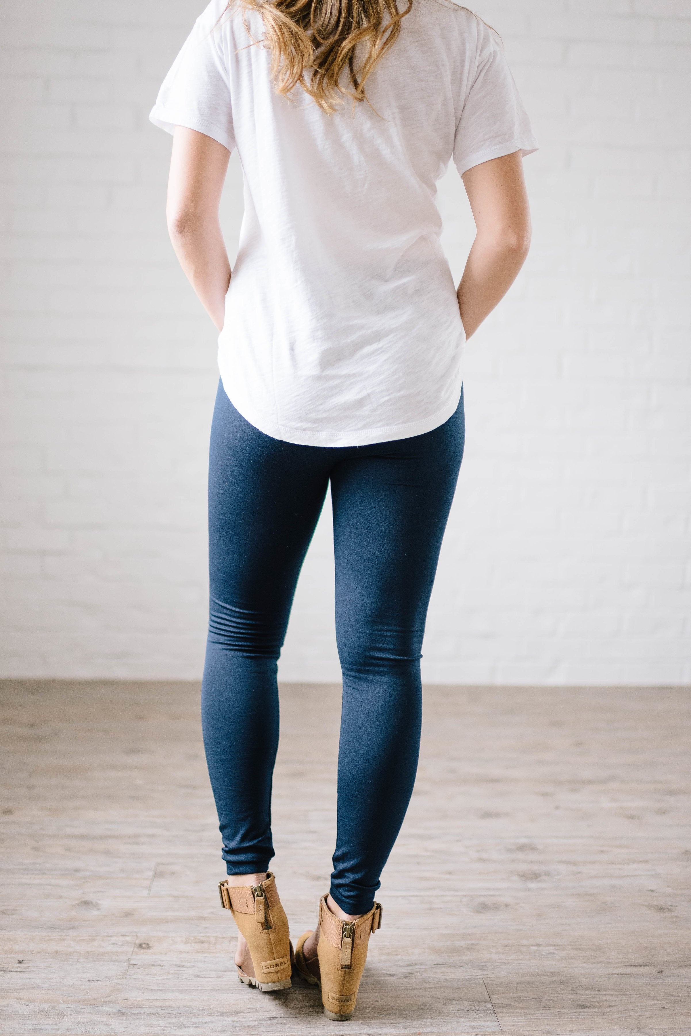 Cozy Fleece Lined Leggings in Navy