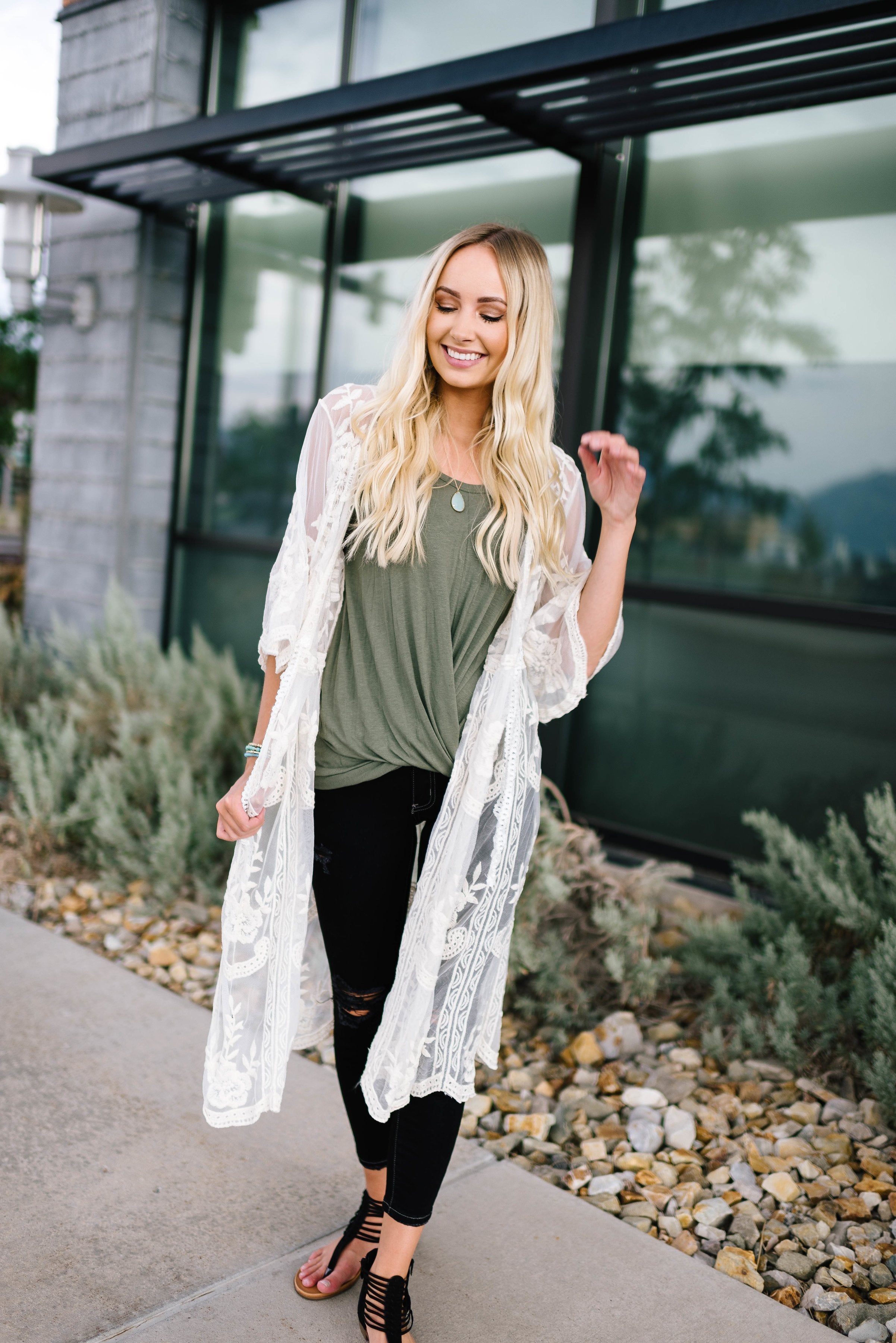 Cream Lace Kimono