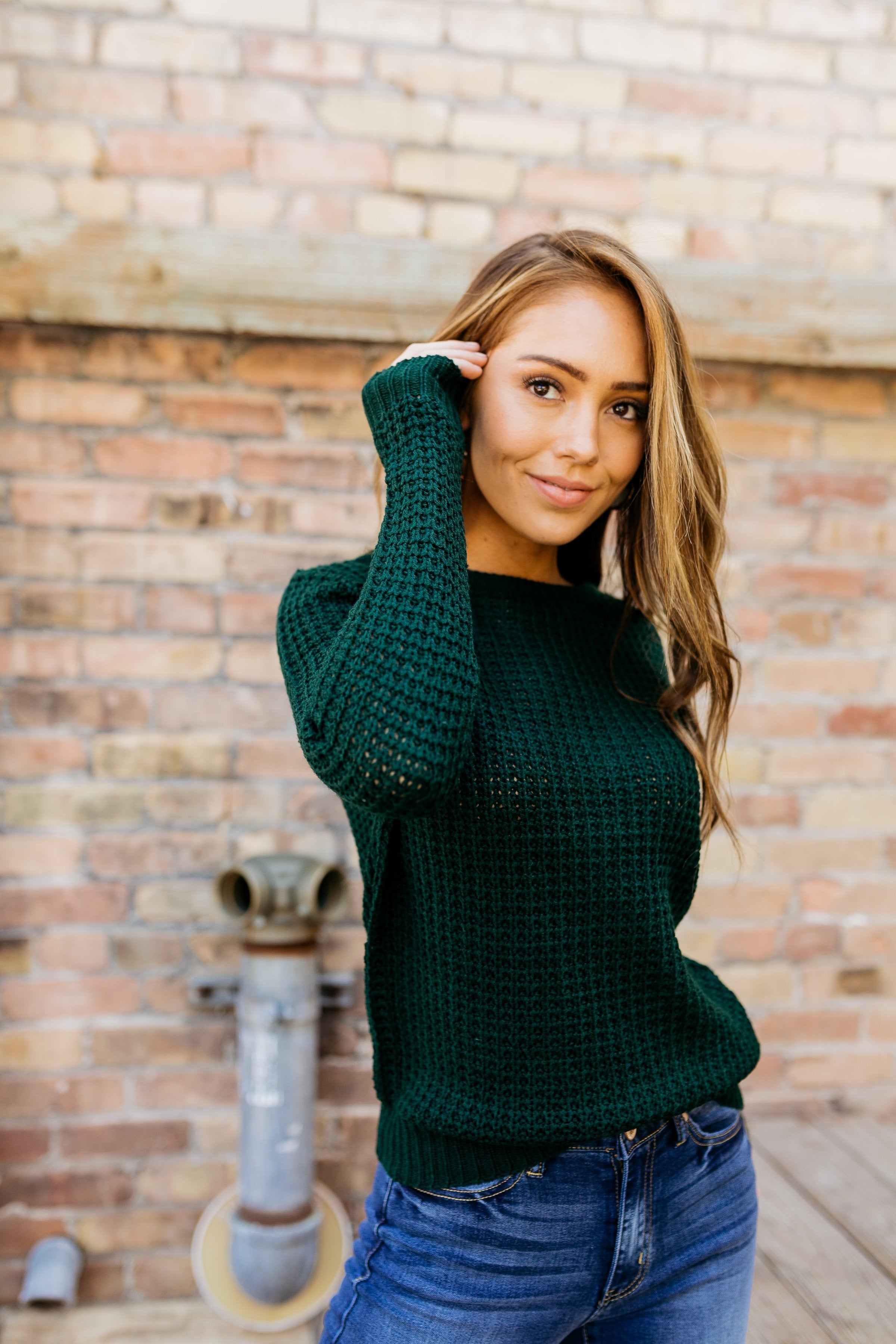 Criss Cross Applesauce Hunter Green Sweater