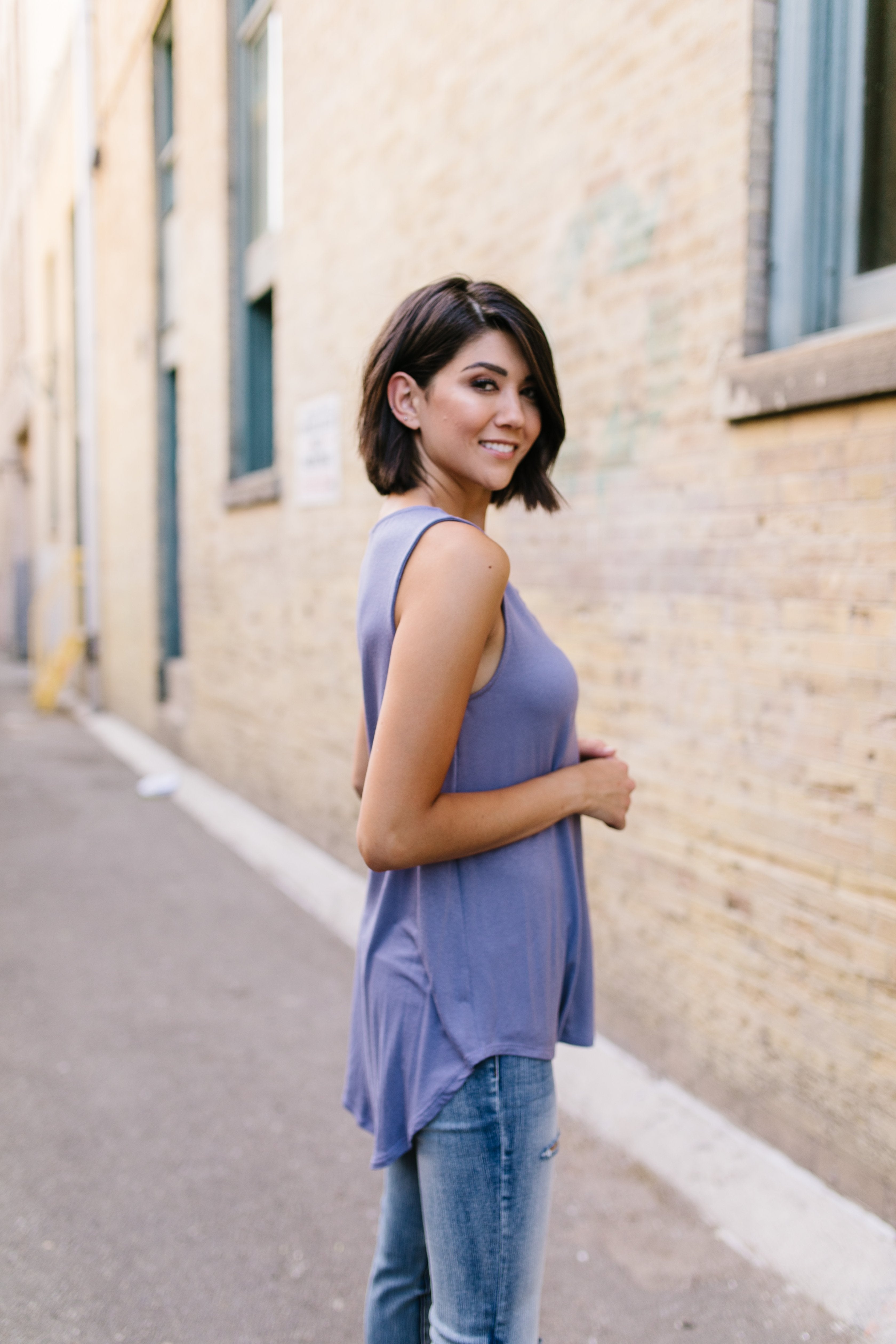 Criss Cross Periwinkle Tank