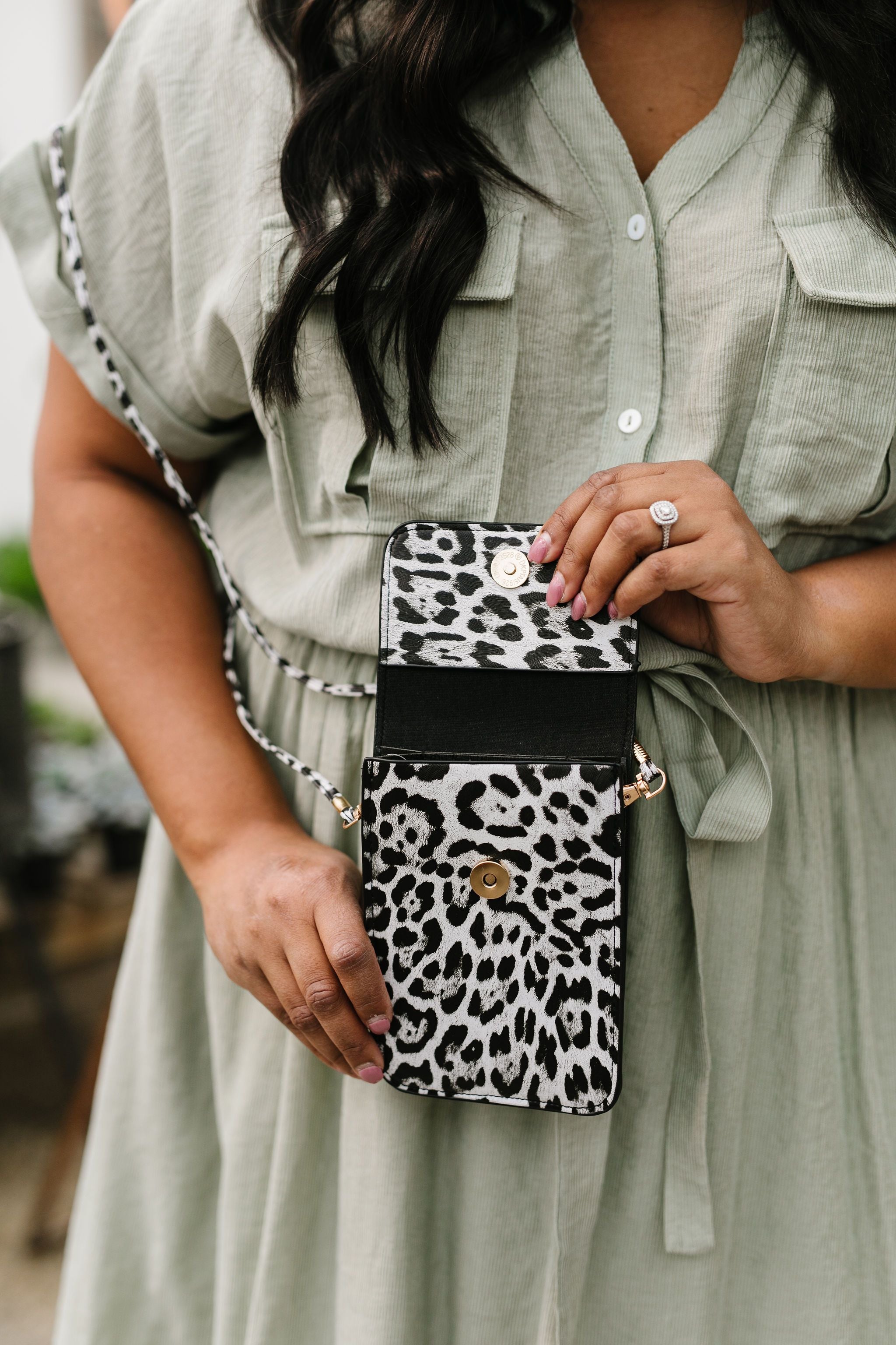 Crossbody Spotted Cellphone Pouch in White