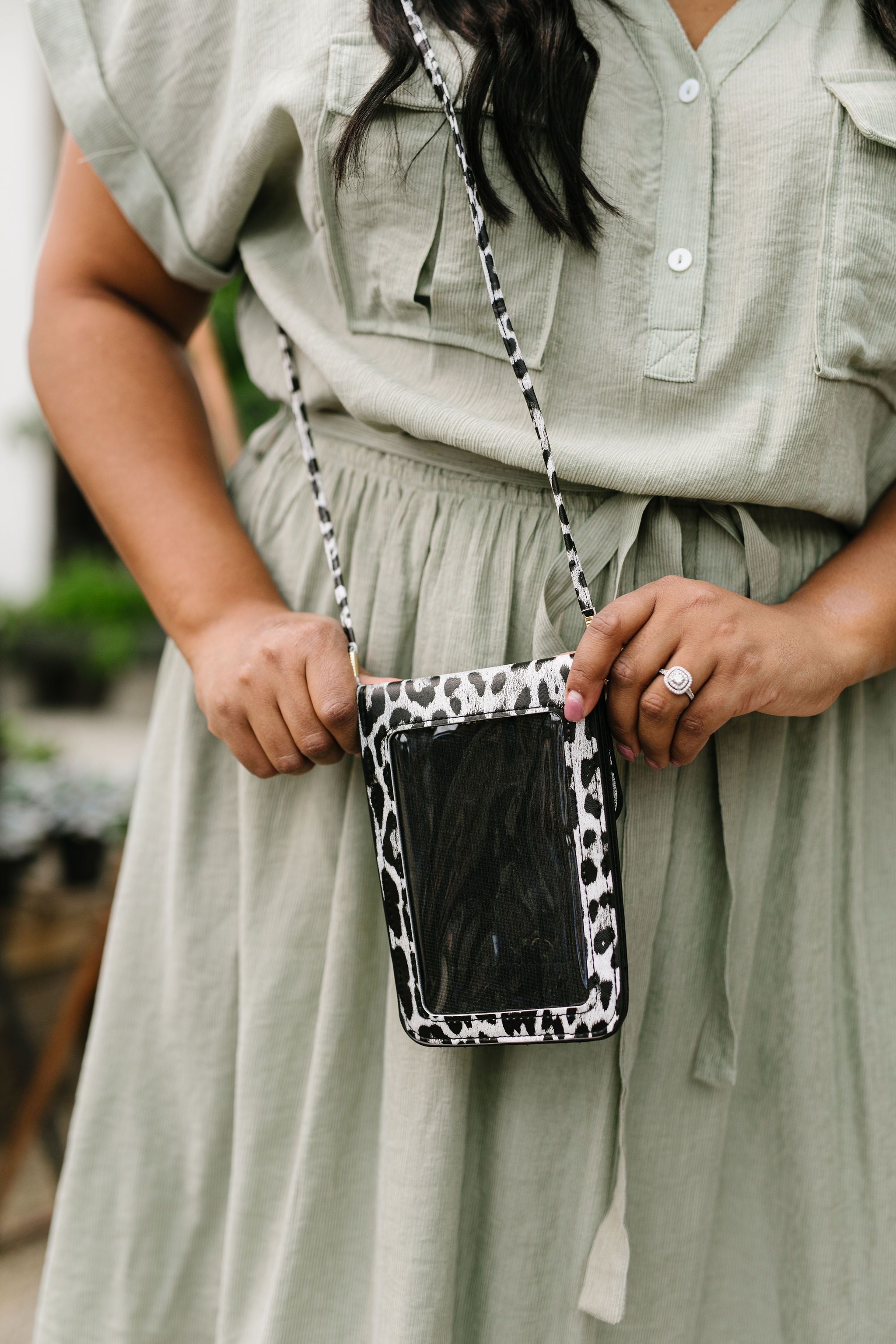 Crossbody Spotted Cellphone Pouch in White