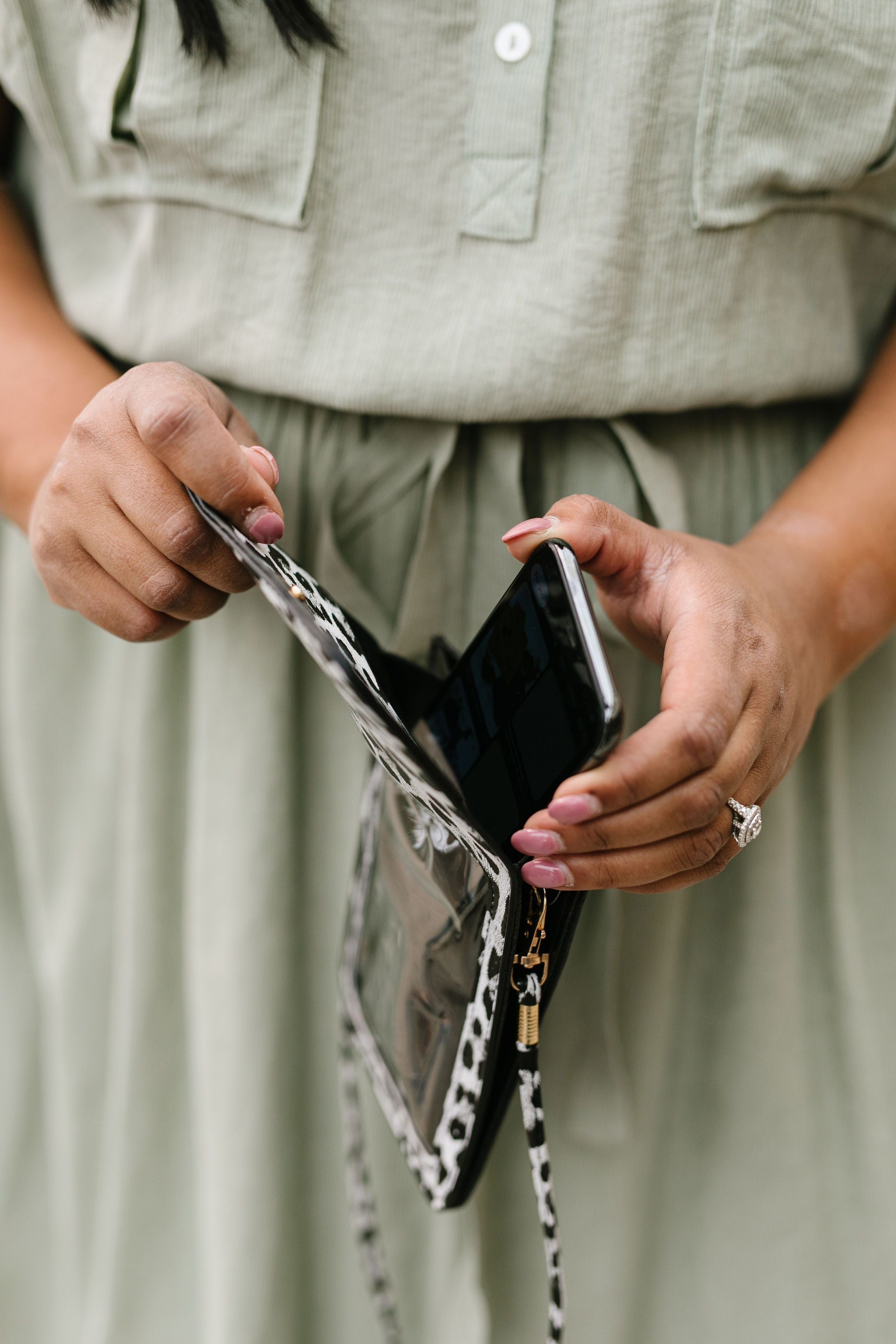 Crossbody Spotted Cellphone Pouch in White