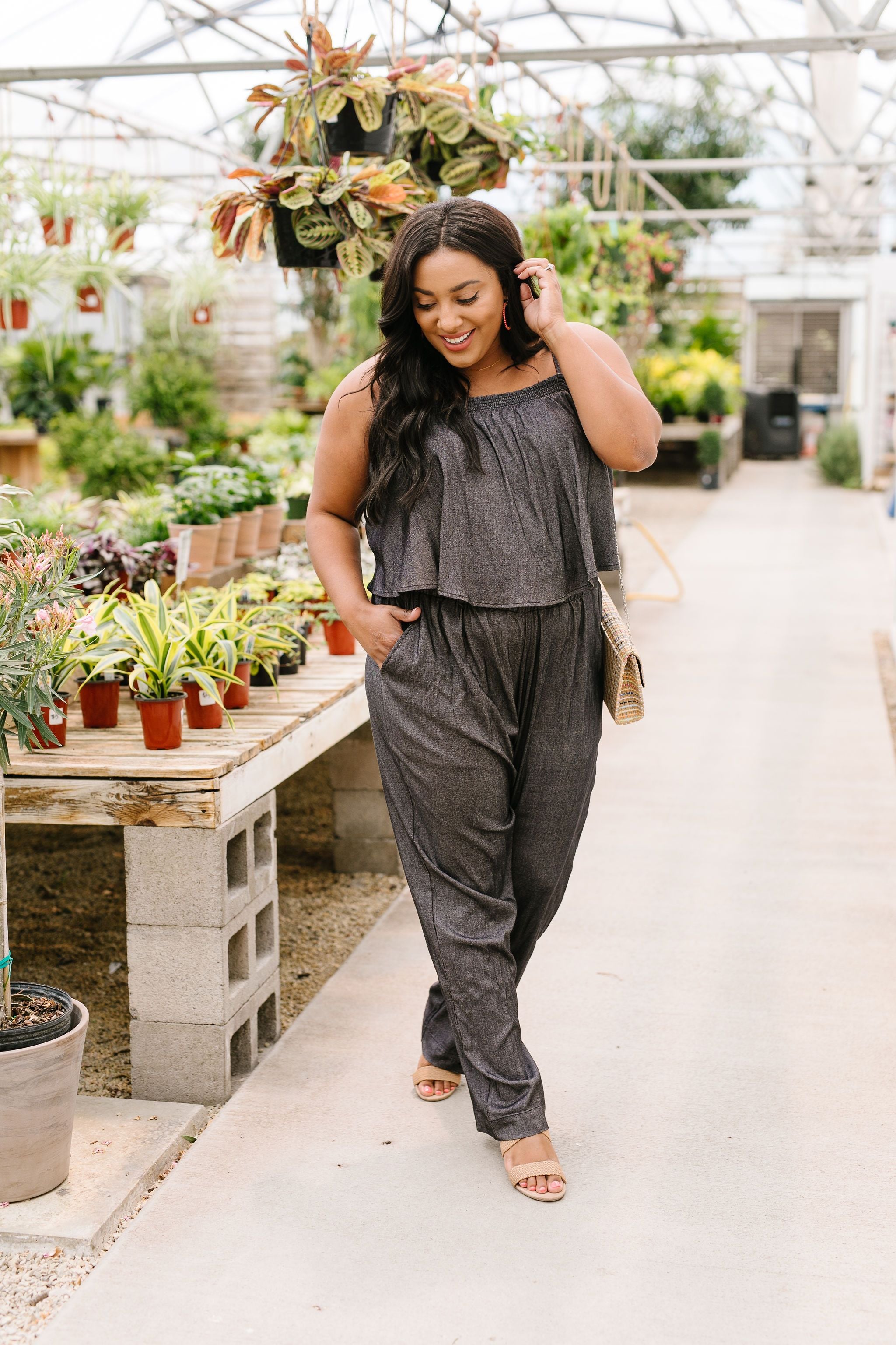 Crosshatch Jumpsuit in Black