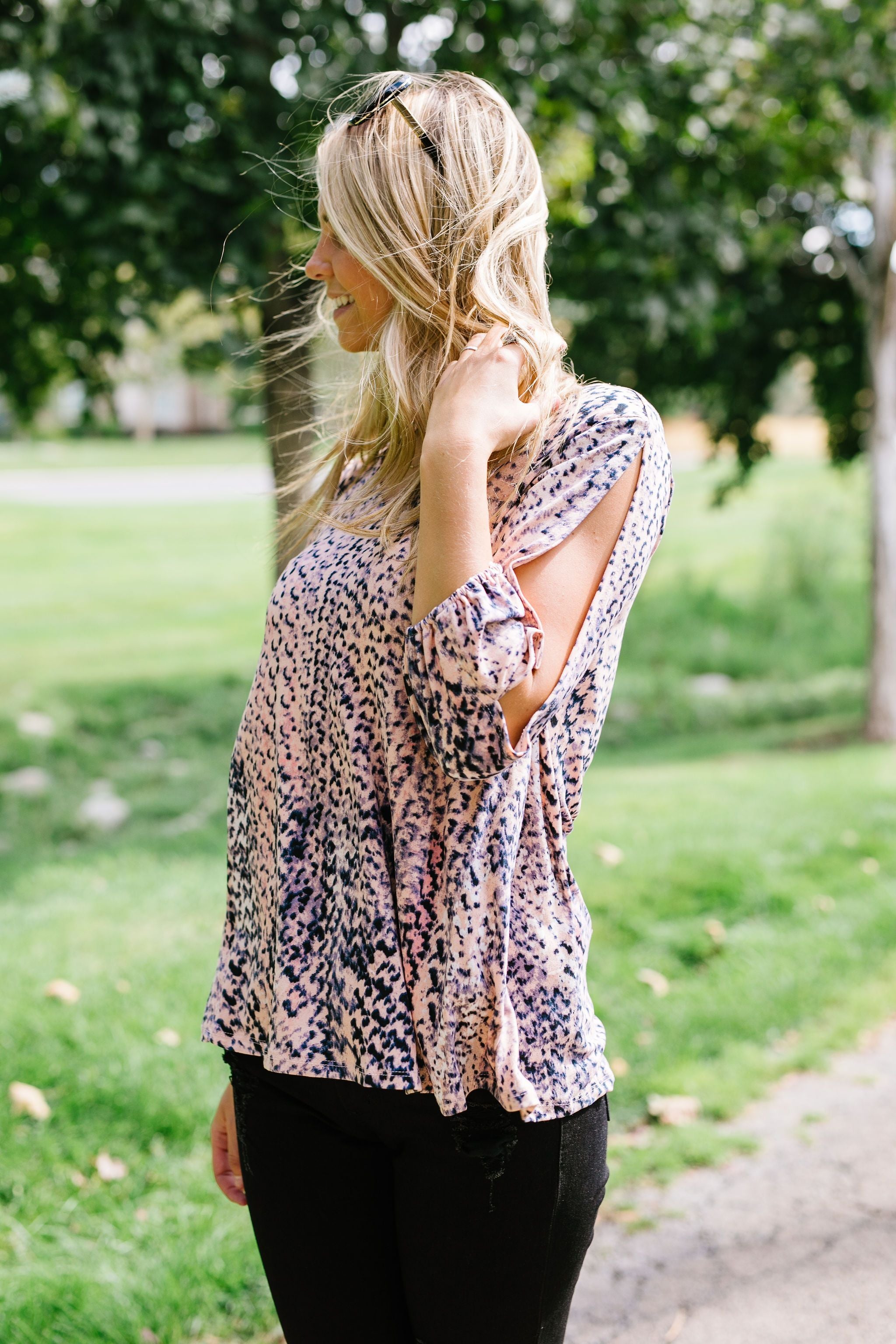 Deconstructed Snakeskin Print Blouse