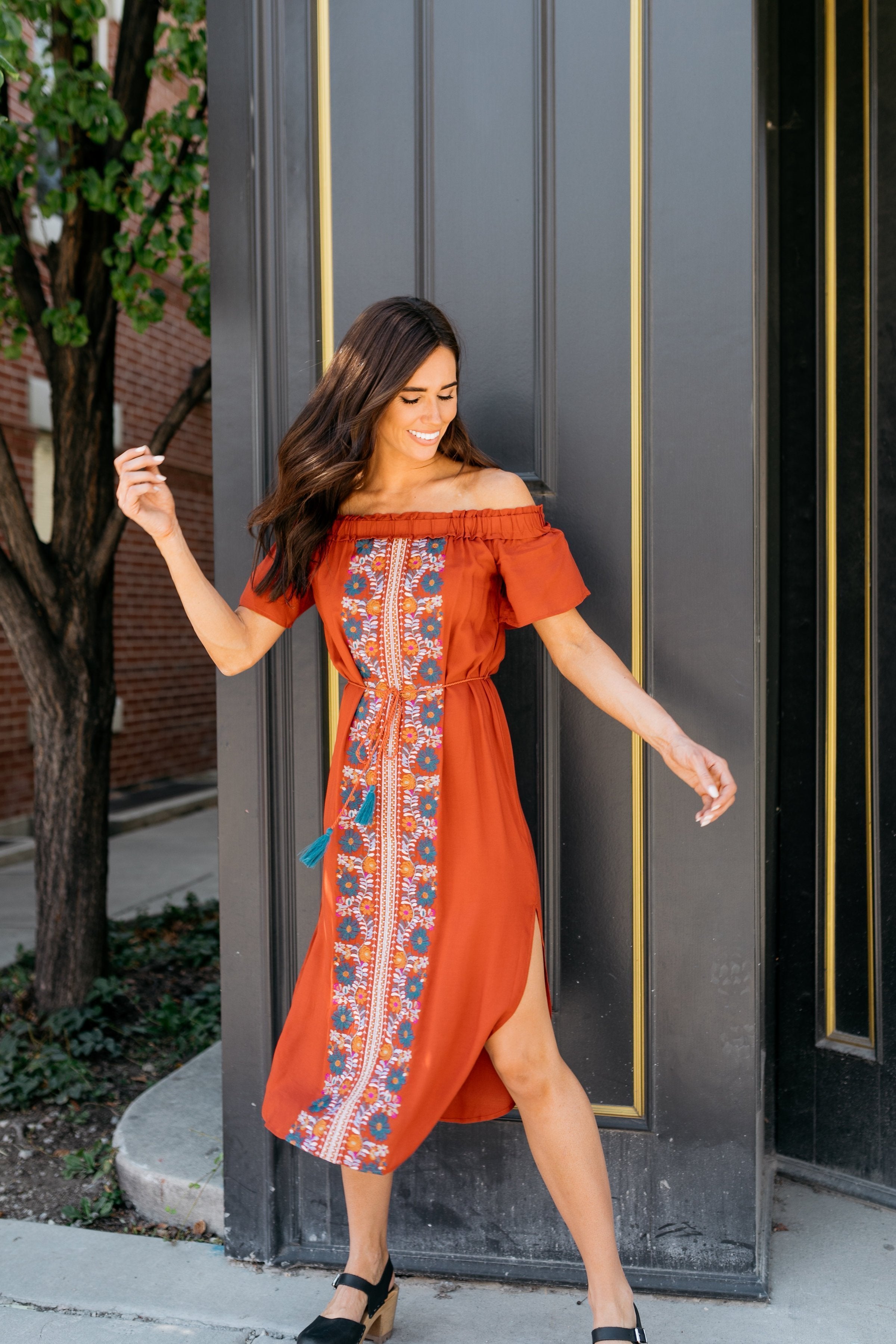 Desert Rose Dress In Rust - ALL SALES FINAL