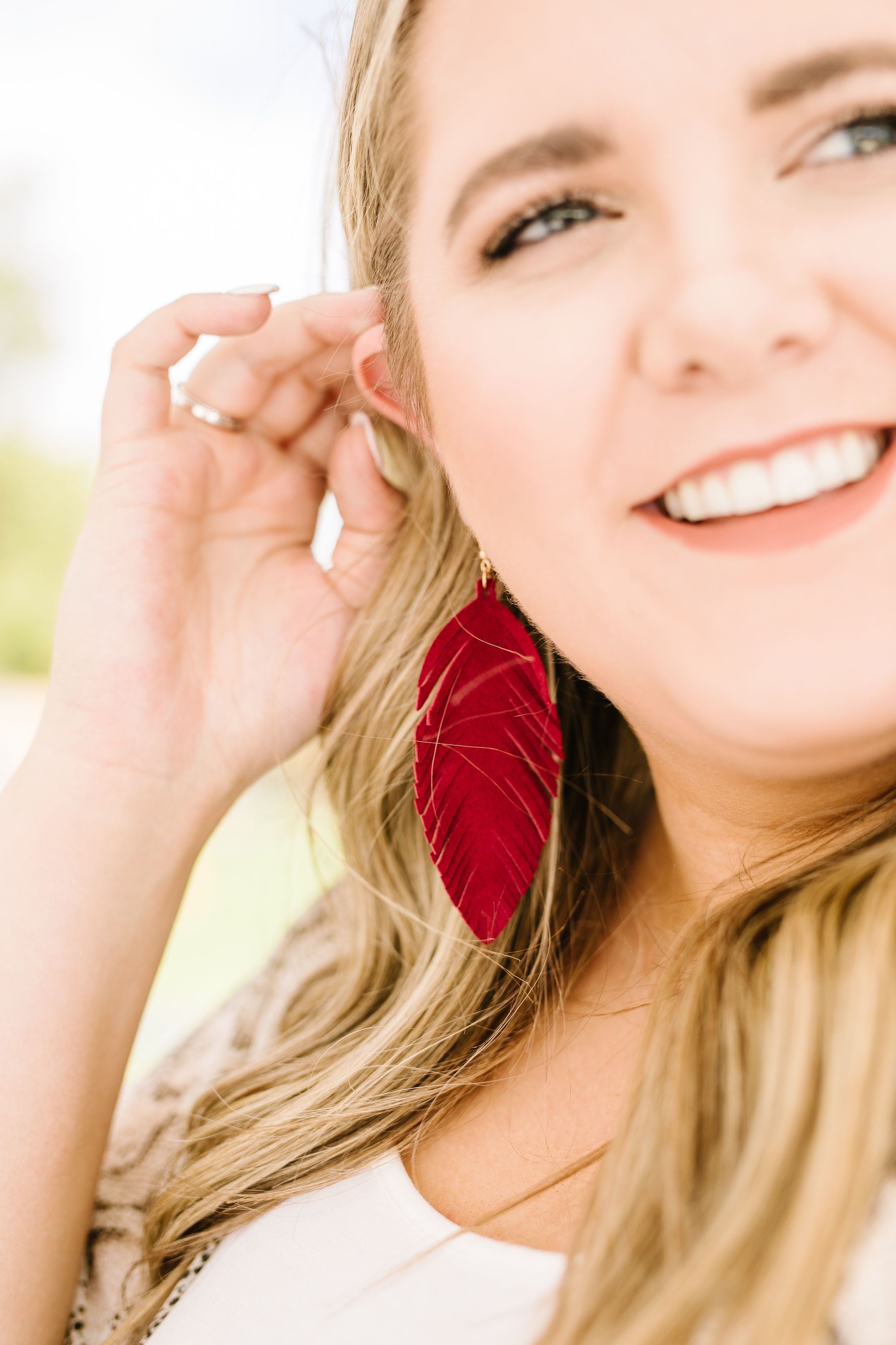 Don't Leave Me Earrings In Burgundy