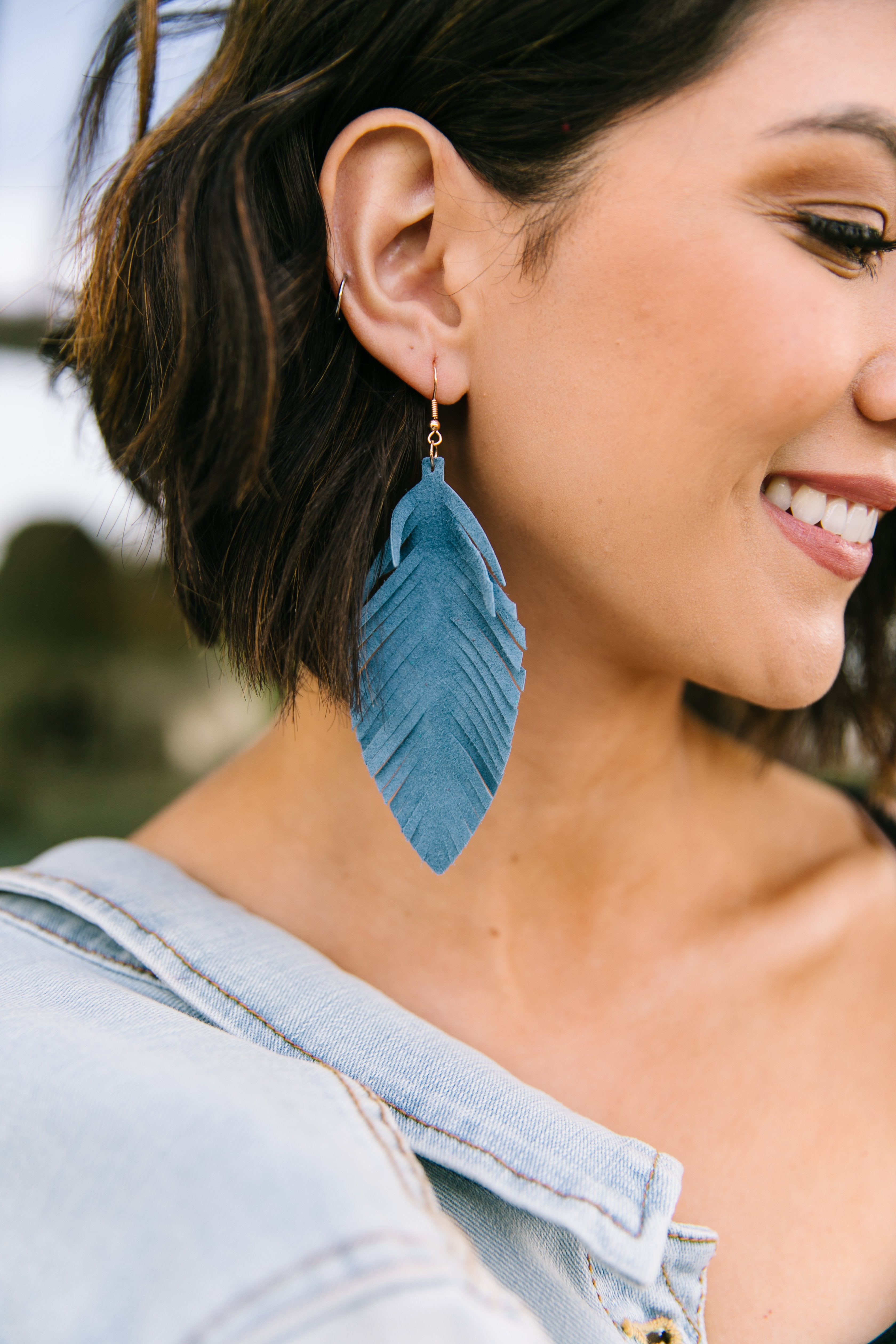 Don't Leave Me Earrings In Slate Blue