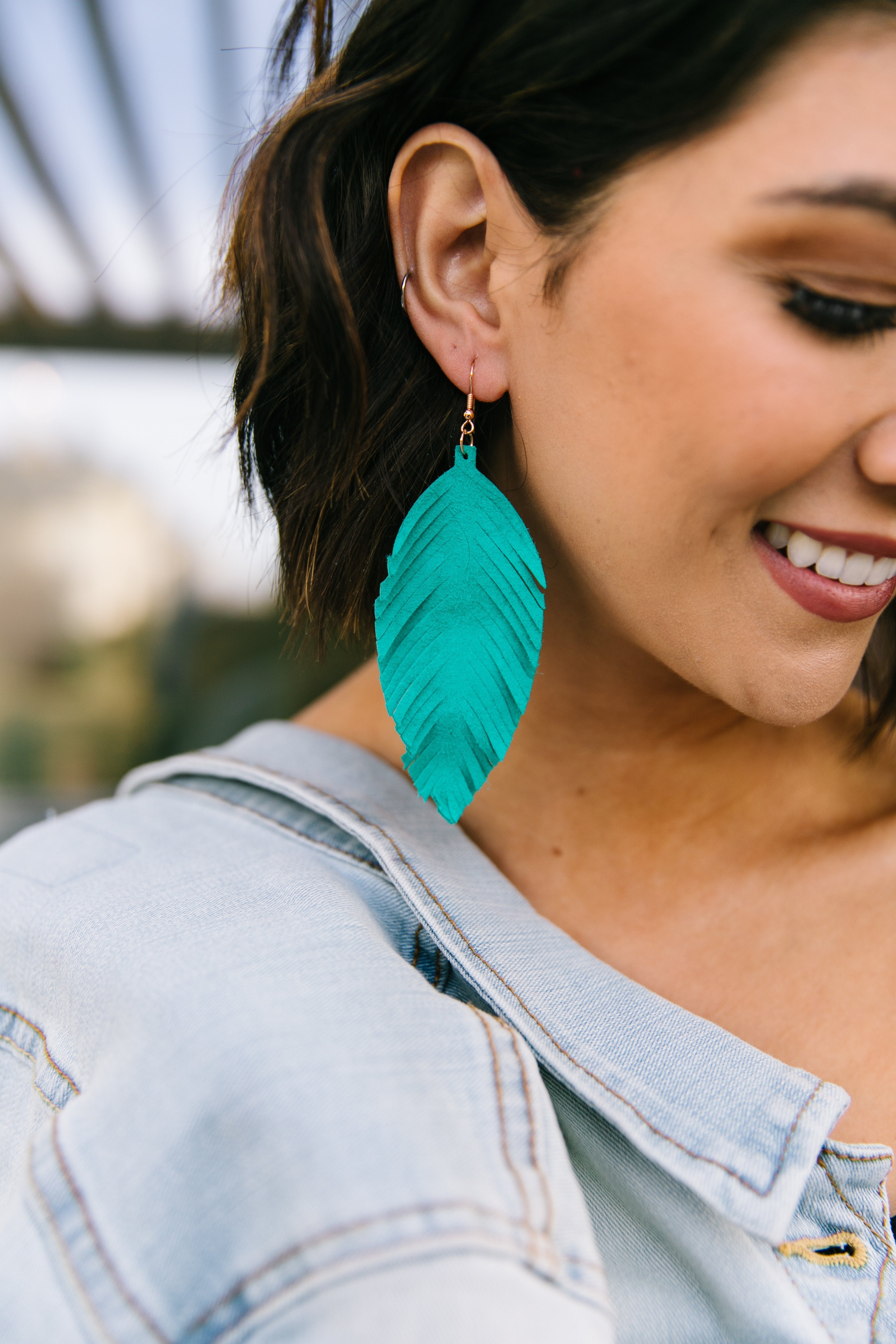 Don't Leave Me Earrings In Teal