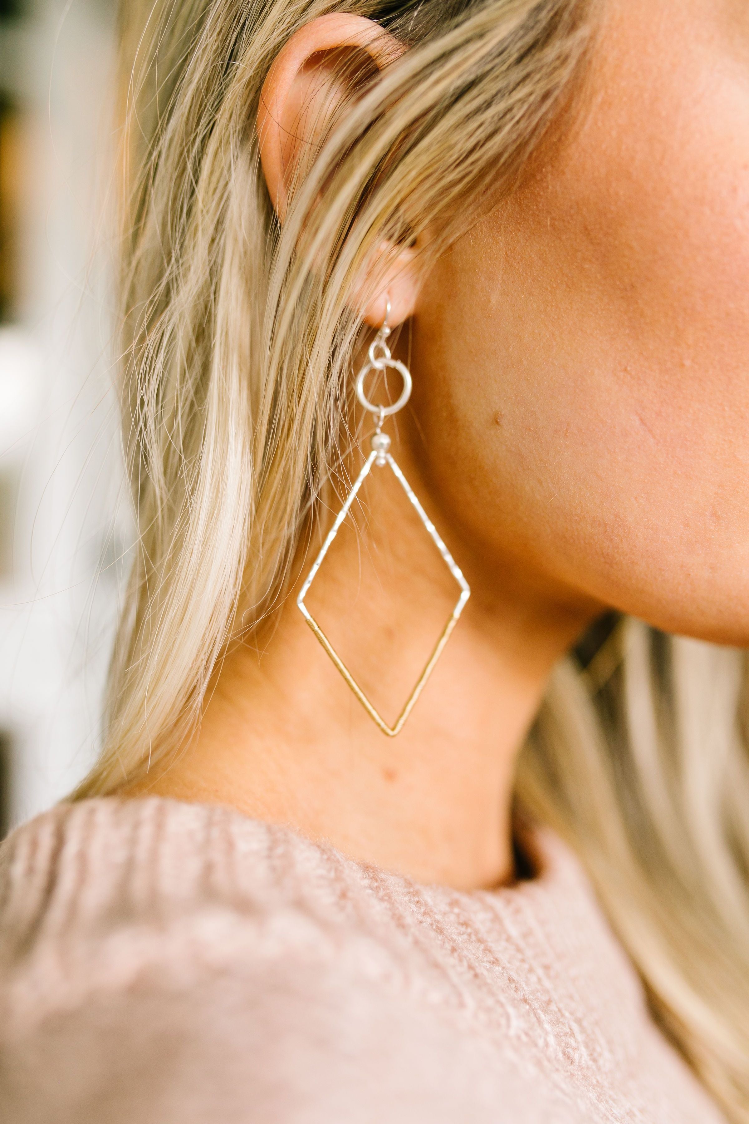 Down To The Wire Diamond Shaped Earrings