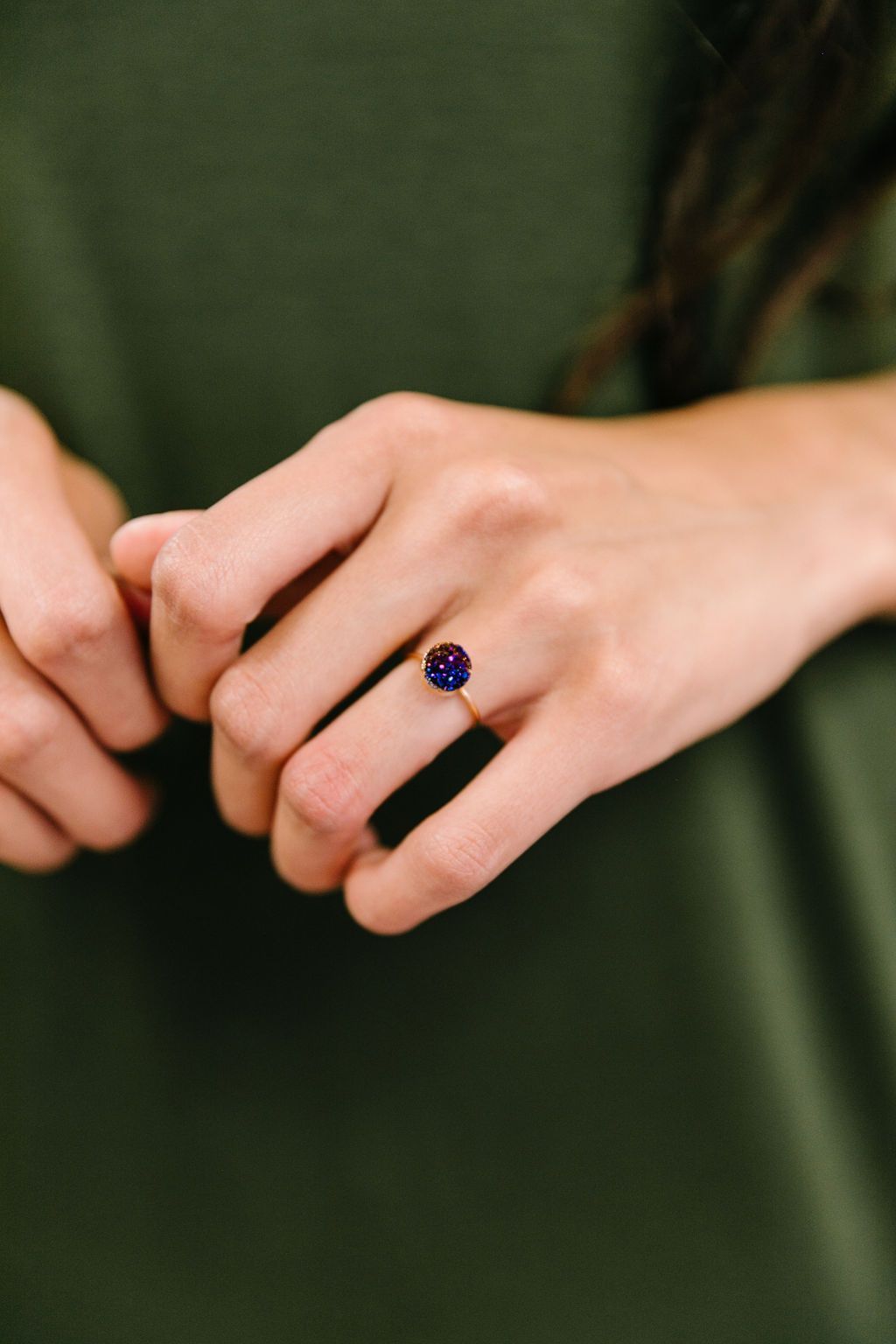 Druzy Adjustable Ring In Midnight Blue